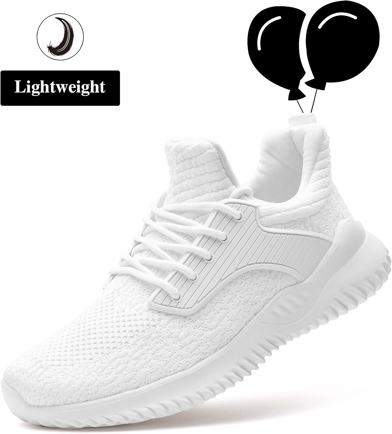 Women'S Walking Running Sneakers - Tennis Athletic Gym Shoes Ankle Support Lightweight Comfortable Workout White Size 8