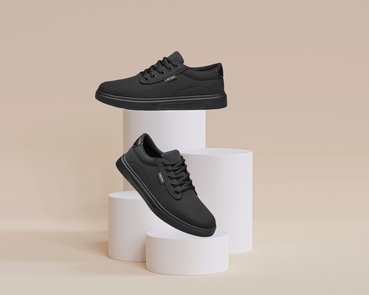 Men'S Dress Shoes Fashion Casual Shoes Lace-Up Canvas Sneakers All Black 10.5