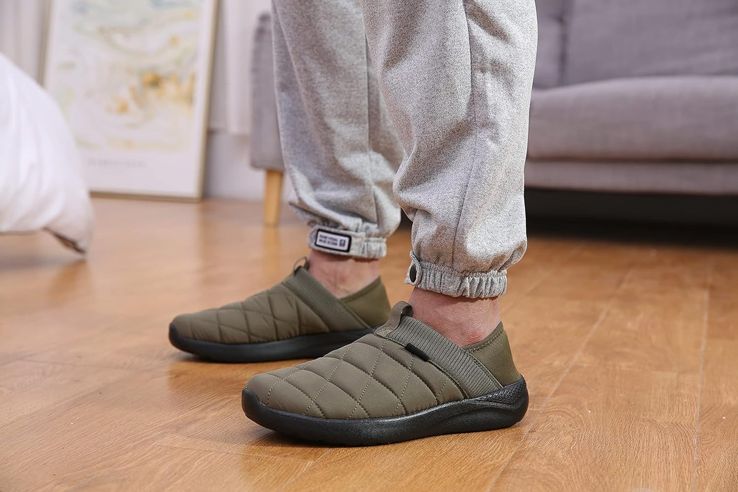 Slippers for Men and Womens Indoor House Shoes Plush Slip on Outdoor Garden Loafers
