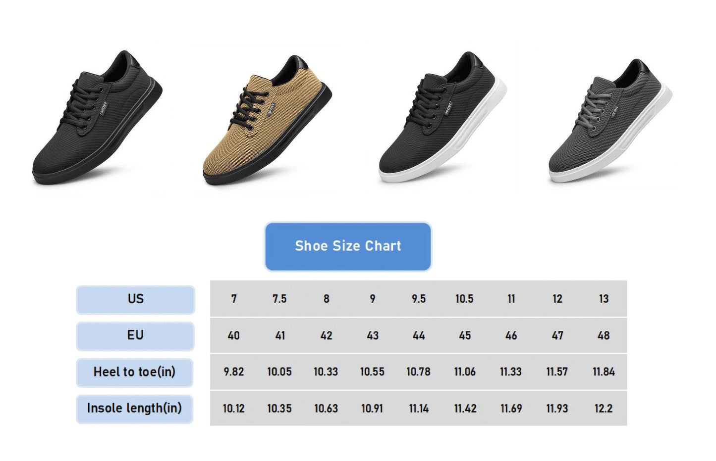 Men'S Dress Shoes Fashion Casual Shoes Lace-Up Canvas Sneakers All Black 10.5