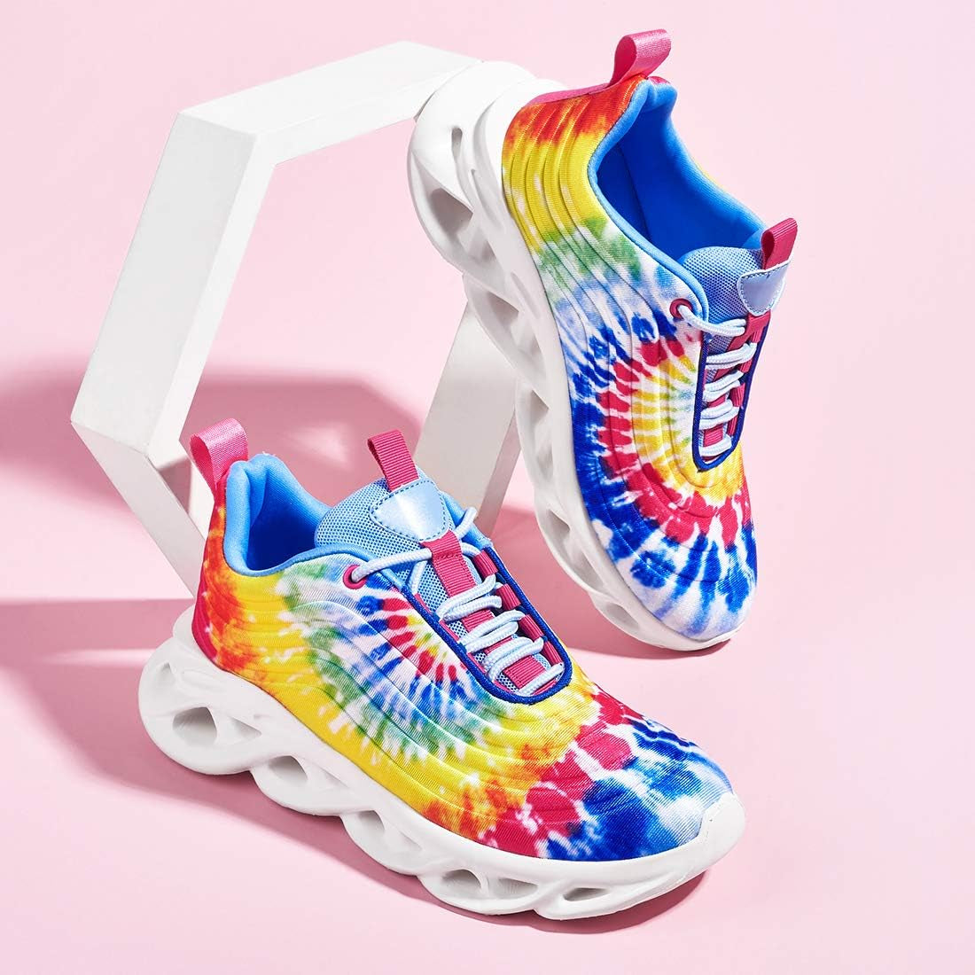 Women'S Chunky Platform Tie Dye Rainbow Sneakers Tennis Running Fashion Shoes