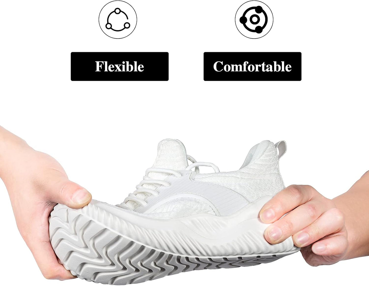 Women'S Walking Running Sneakers - Tennis Athletic Gym Shoes Ankle Support Lightweight Comfortable Workout White Size 8