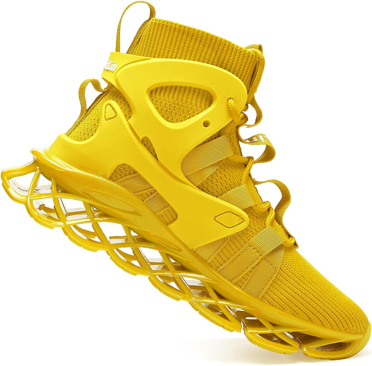 Men'S Running Shoes Non Slip Athletic Tennis Walking Blade Type Sneakers Hip Hop Yellow