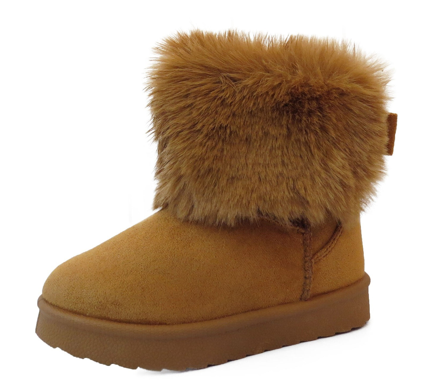 GIRLS WINTER FUR LINED COLLAR WINTER COSY KIDS FASHION SHOES SNUG ANKLE BOOTS