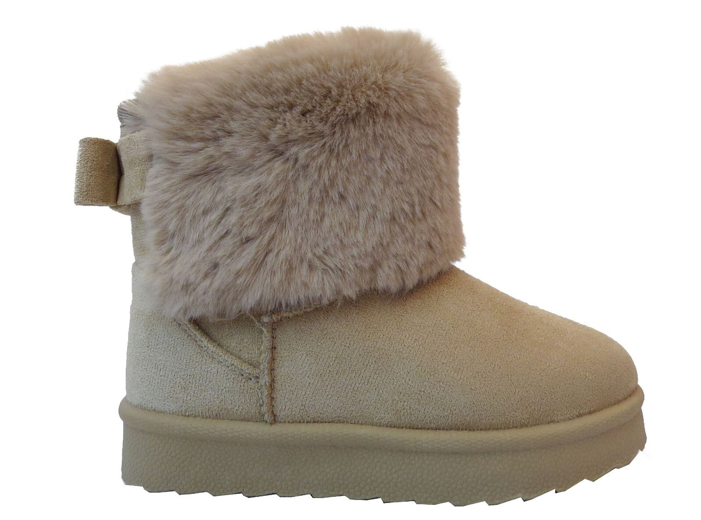GIRLS WINTER FUR LINED COLLAR WINTER COSY KIDS FASHION SHOES SNUG ANKLE BOOTS