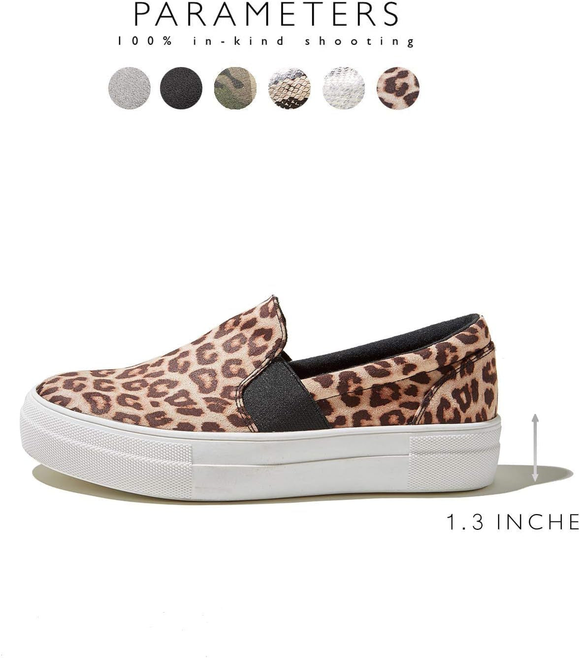 Daily Shoes for Women Platform Platform Slip-On Sneakers Slip on Lightweight Breathable Sports Shoes Fashion Walking Flat Skate Leopard SV,7.5