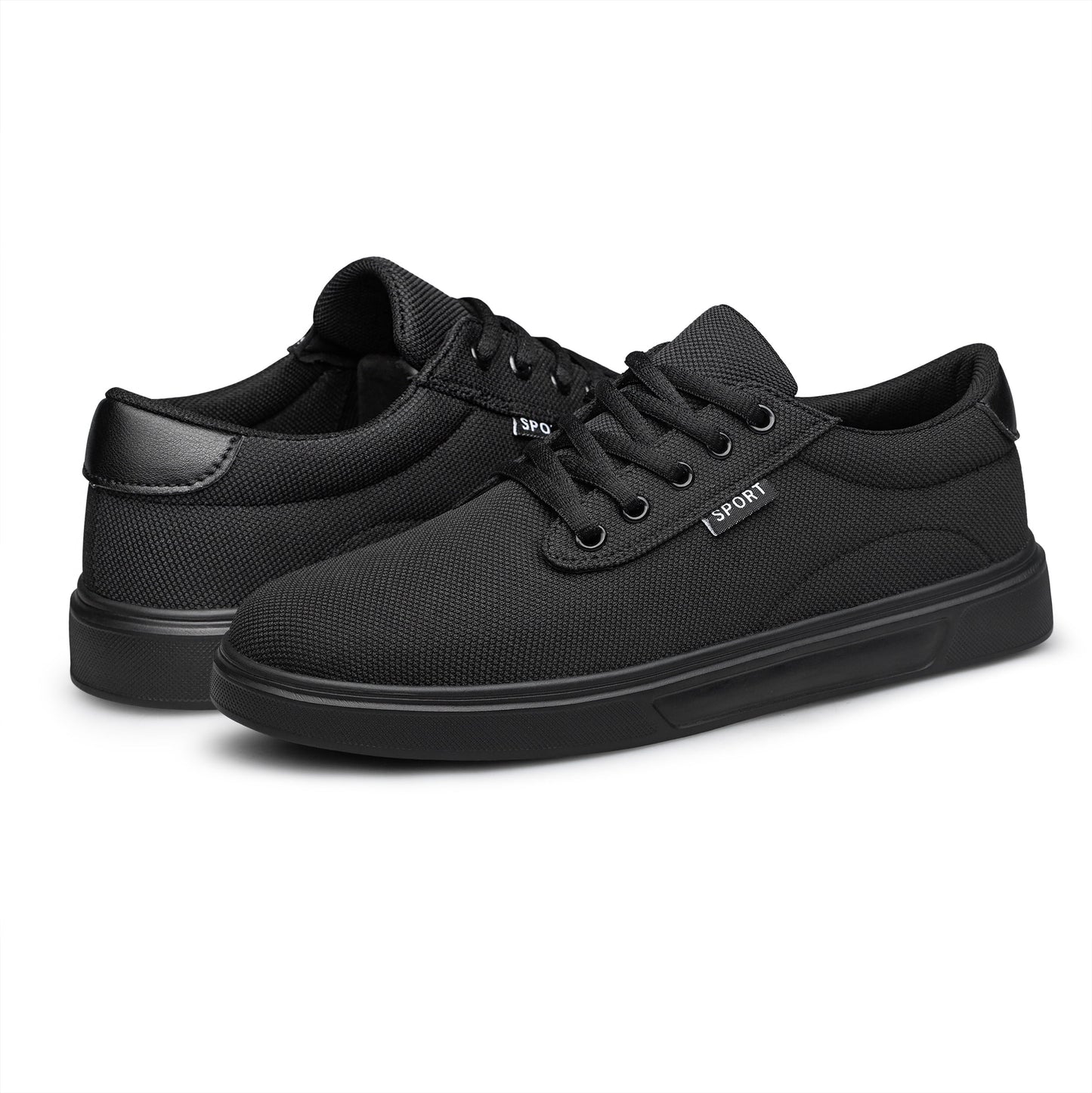 Men'S Dress Shoes Fashion Casual Shoes Lace-Up Canvas Sneakers All Black 10.5