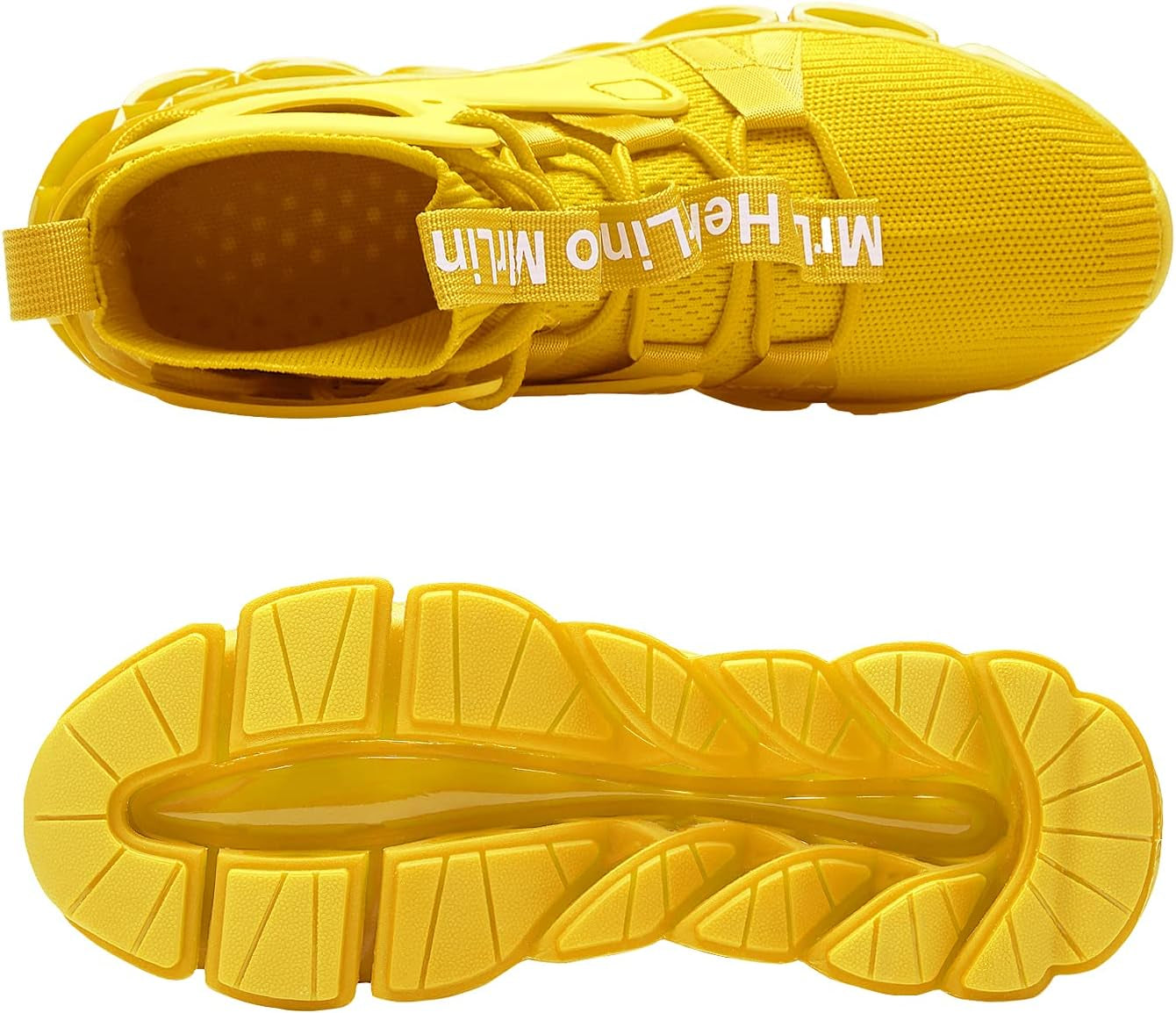 Men'S Running Shoes Non Slip Athletic Tennis Walking Blade Type Sneakers Hip Hop Yellow