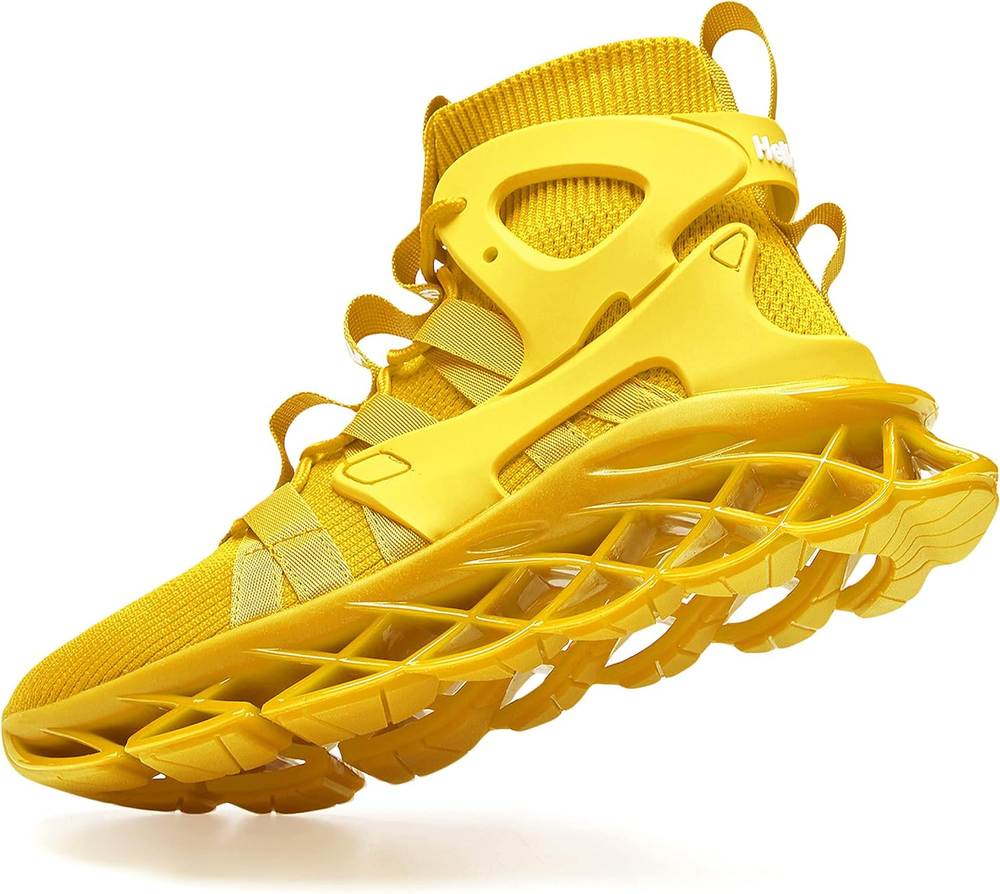Men'S Running Shoes Non Slip Athletic Tennis Walking Blade Type Sneakers Hip Hop Yellow