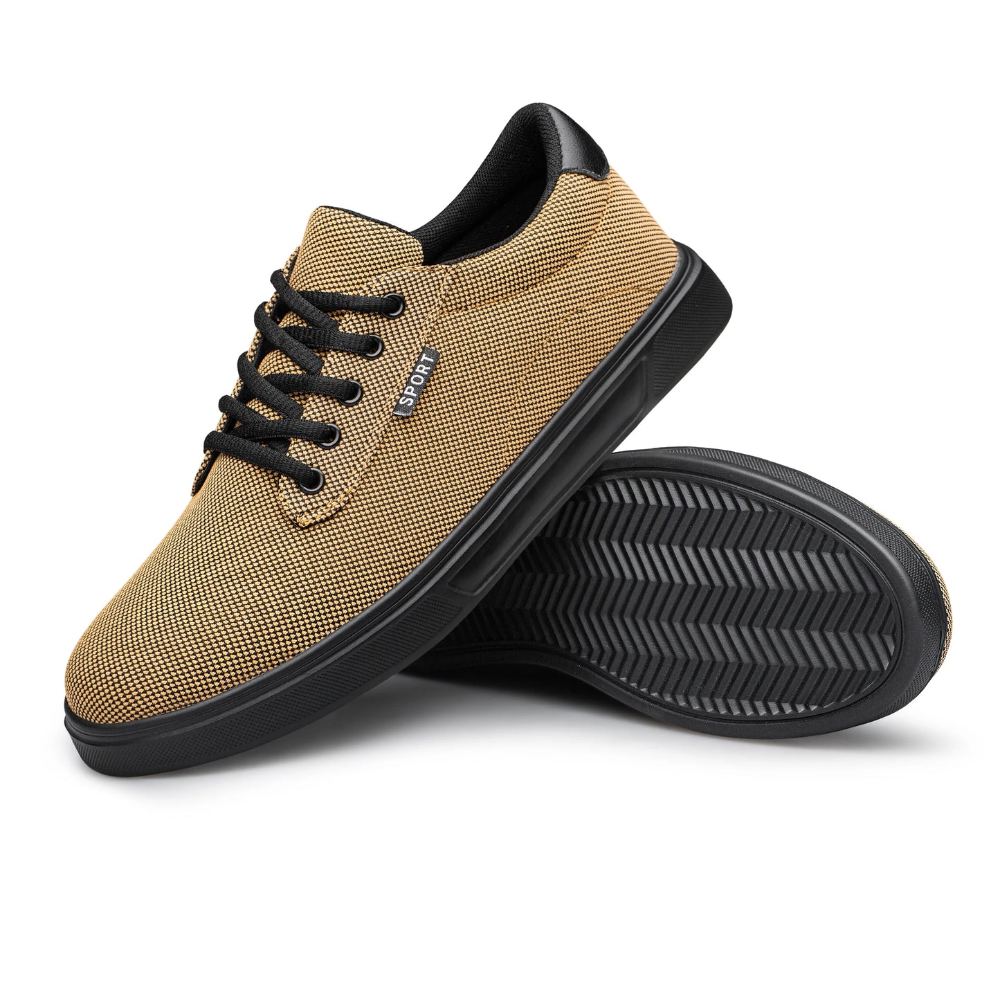 Men'S Dress Shoes Fashion Casual Shoes Lace-Up Canvas Sneakers Khaki 10.5