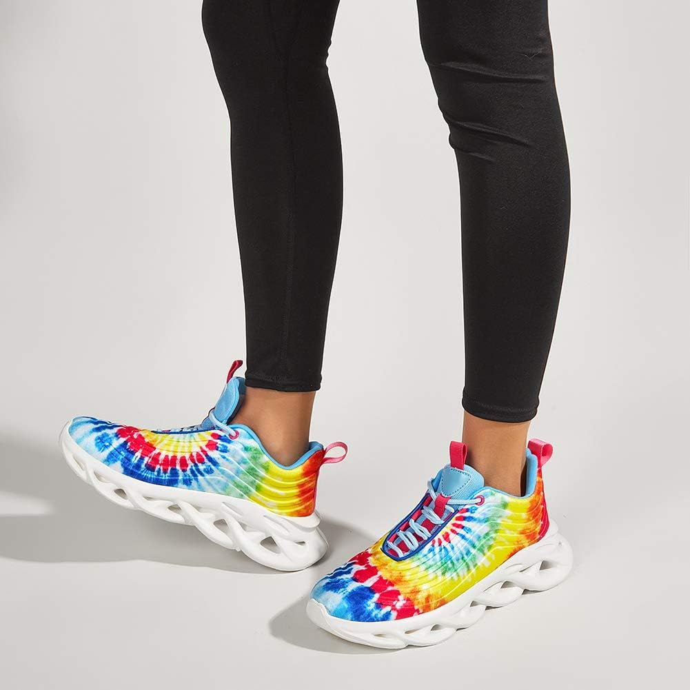 Women'S Chunky Platform Tie Dye Rainbow Sneakers Tennis Running Fashion Shoes