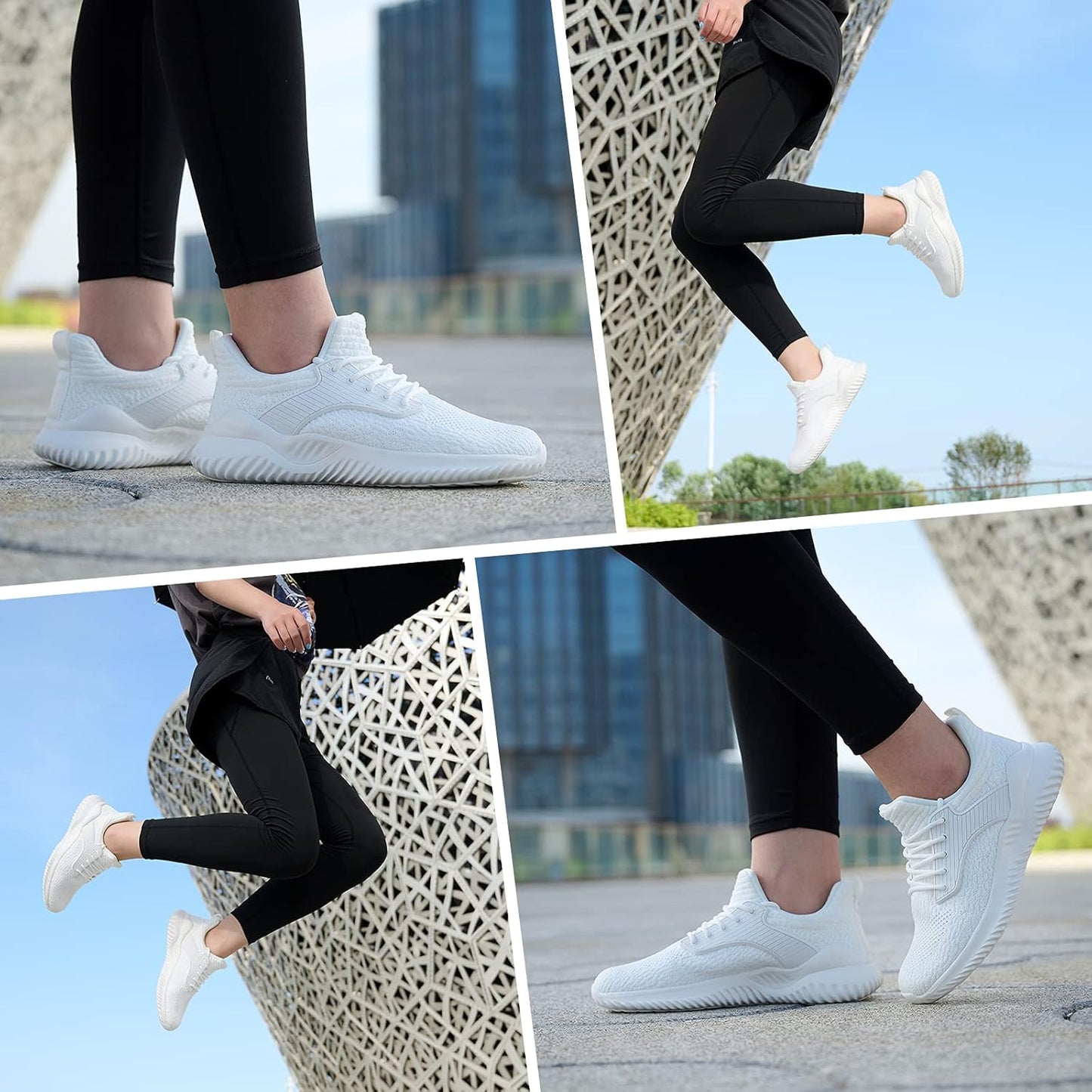 Women'S Walking Running Sneakers - Tennis Athletic Gym Shoes Ankle Support Lightweight Comfortable Workout White Size 8
