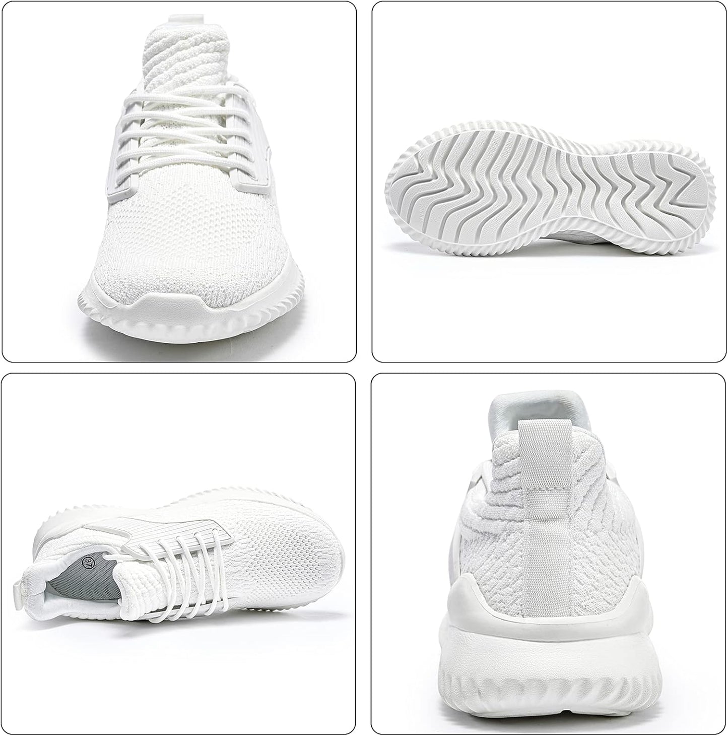 Women'S Walking Running Sneakers - Tennis Athletic Gym Shoes Ankle Support Lightweight Comfortable Workout White Size 8