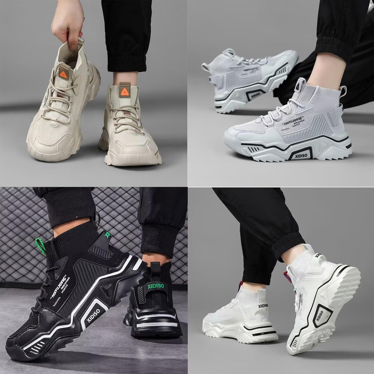 Fashion Shoes for Mens High Top Casual Walking Shoes Non Slip Breathable Mesh Lightweight Sneakers