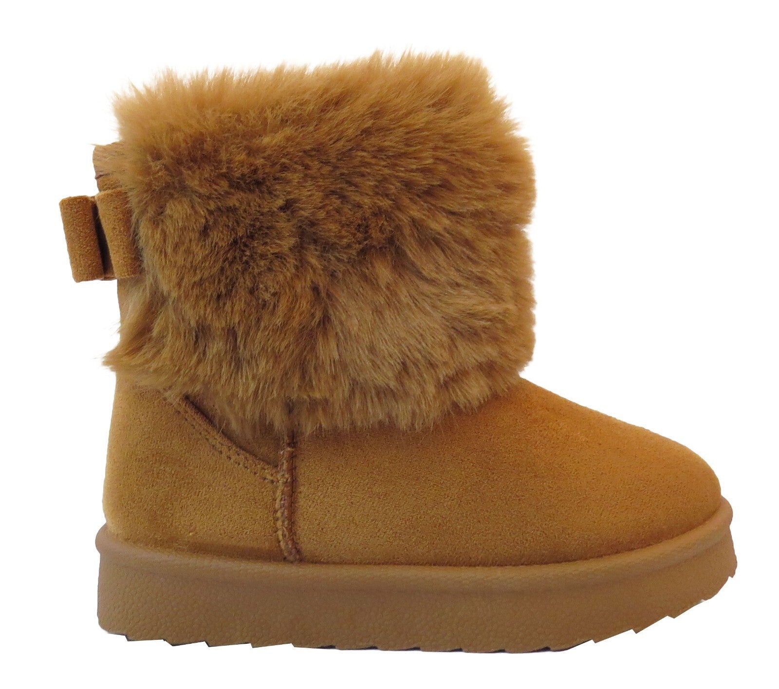 GIRLS WINTER FUR LINED COLLAR WINTER COSY KIDS FASHION SHOES SNUG ANKLE BOOTS