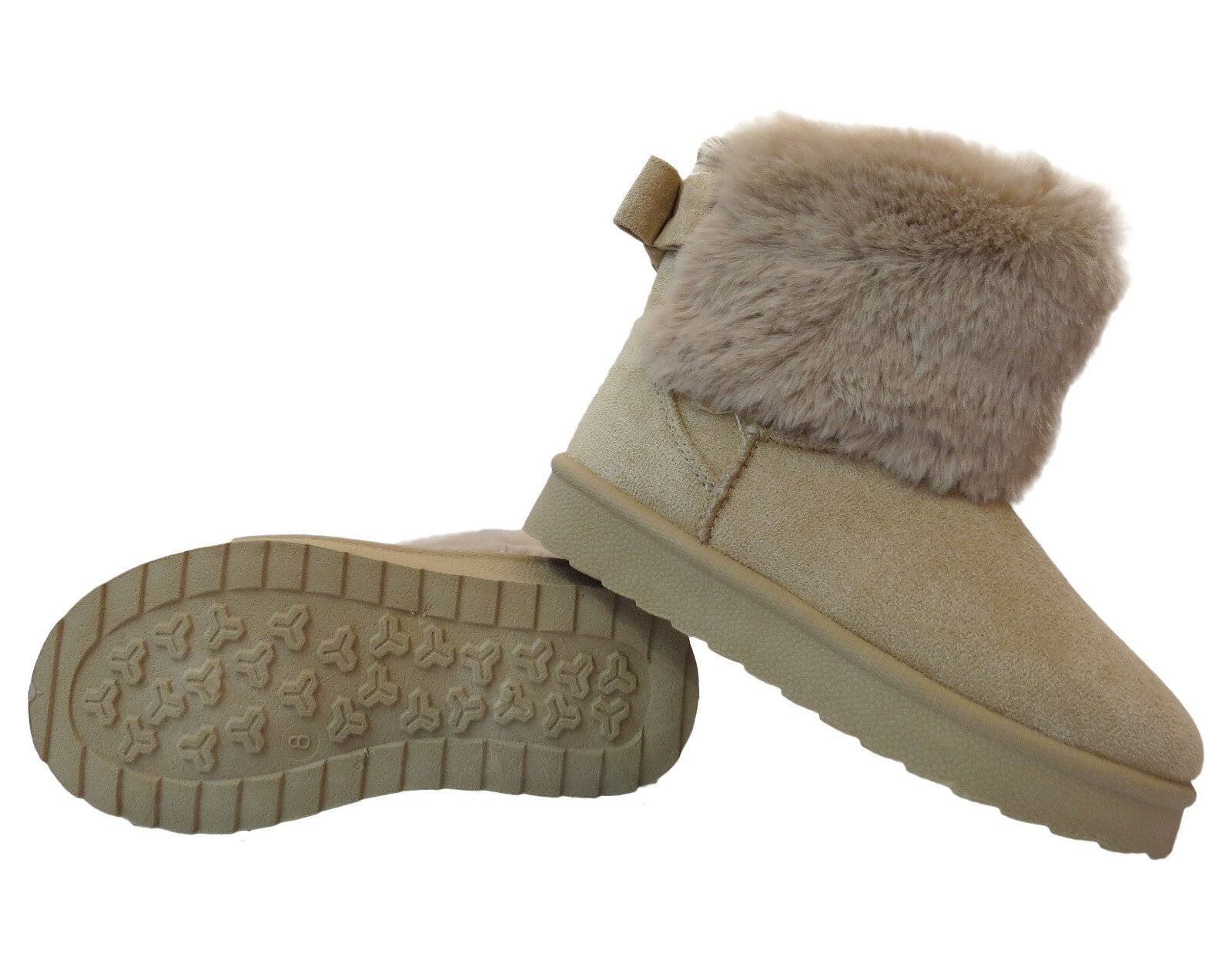 GIRLS WINTER FUR LINED COLLAR WINTER COSY KIDS FASHION SHOES SNUG ANKLE BOOTS