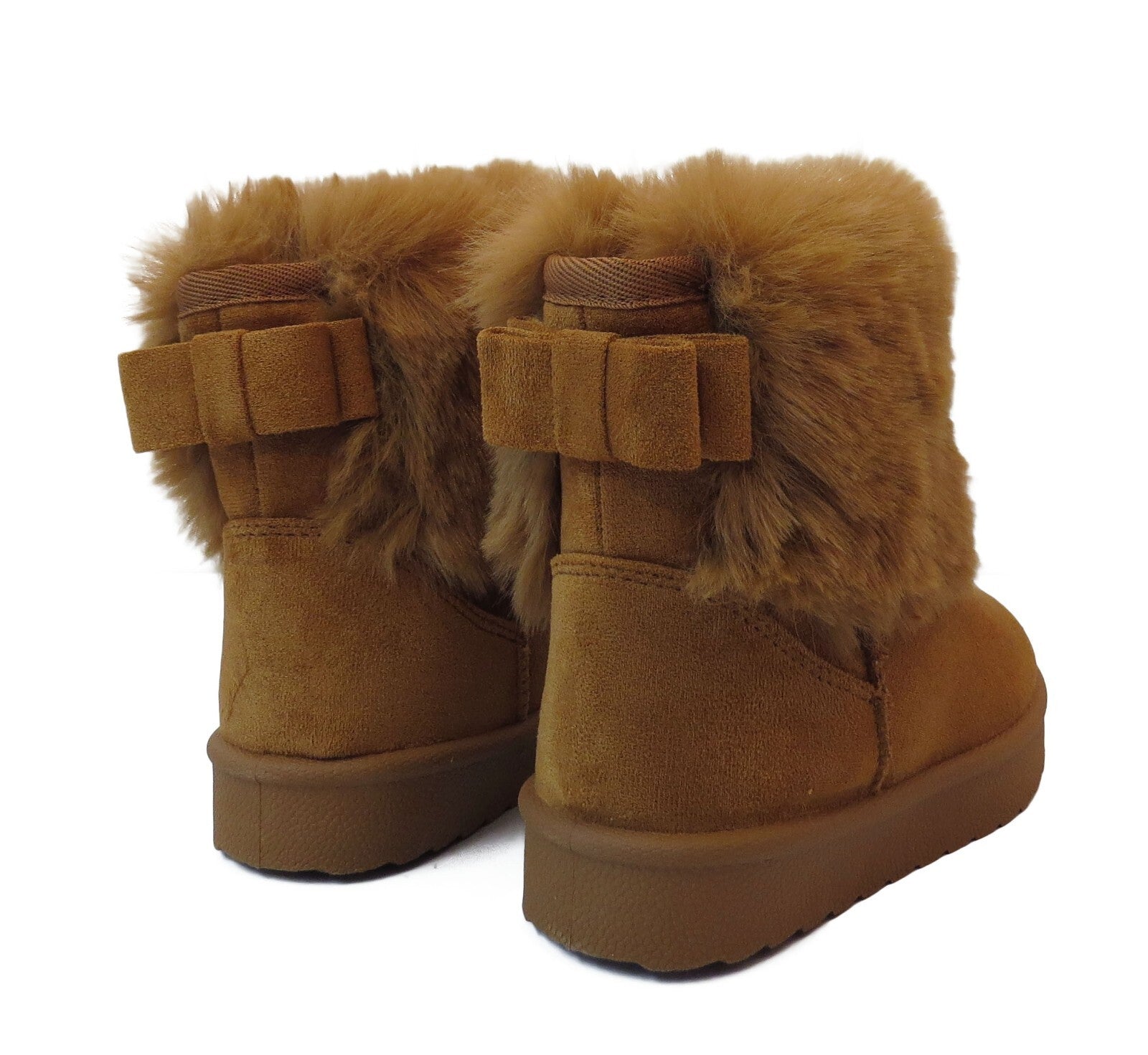 GIRLS WINTER FUR LINED COLLAR WINTER COSY KIDS FASHION SHOES SNUG ANKLE BOOTS