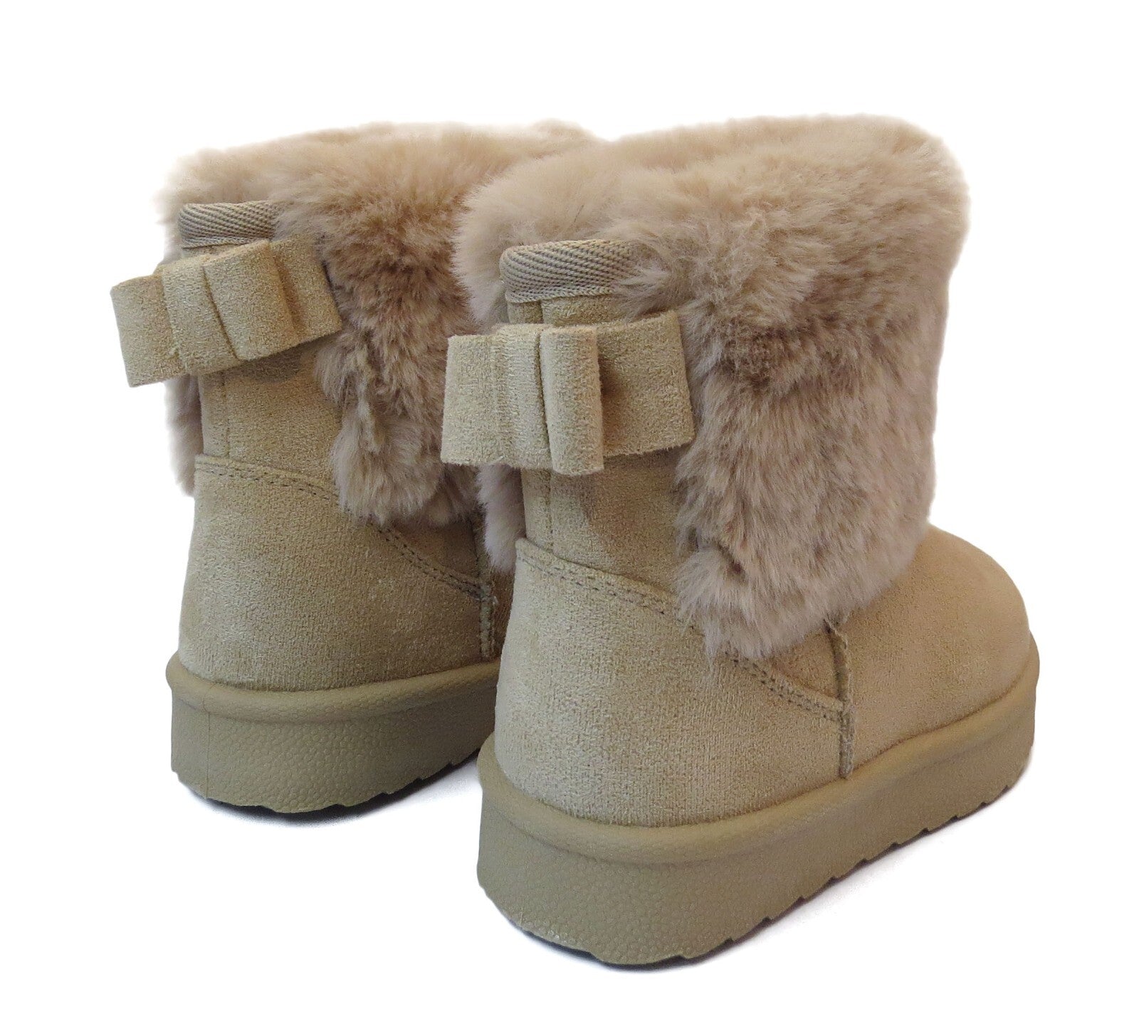 GIRLS WINTER FUR LINED COLLAR WINTER COSY KIDS FASHION SHOES SNUG ANKLE BOOTS