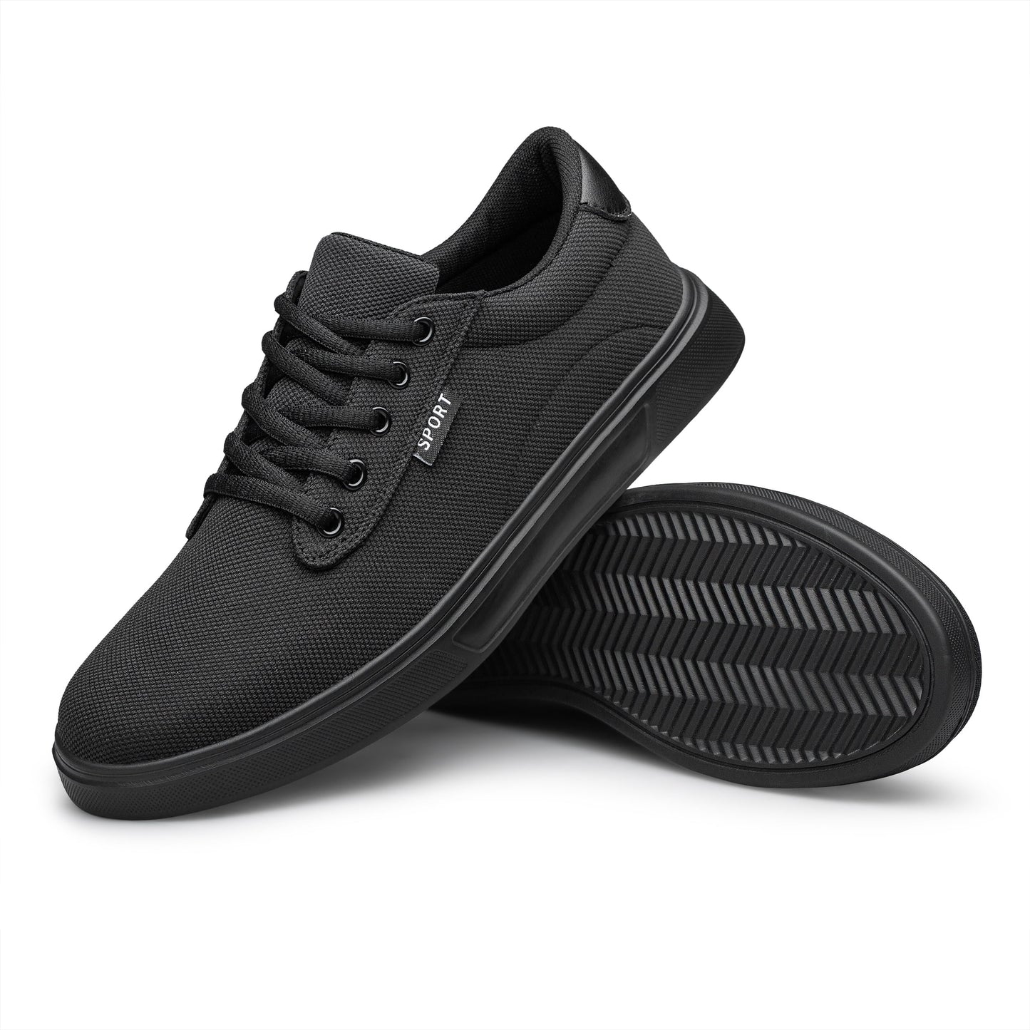 Men'S Dress Shoes Fashion Casual Shoes Lace-Up Canvas Sneakers All Black 10.5