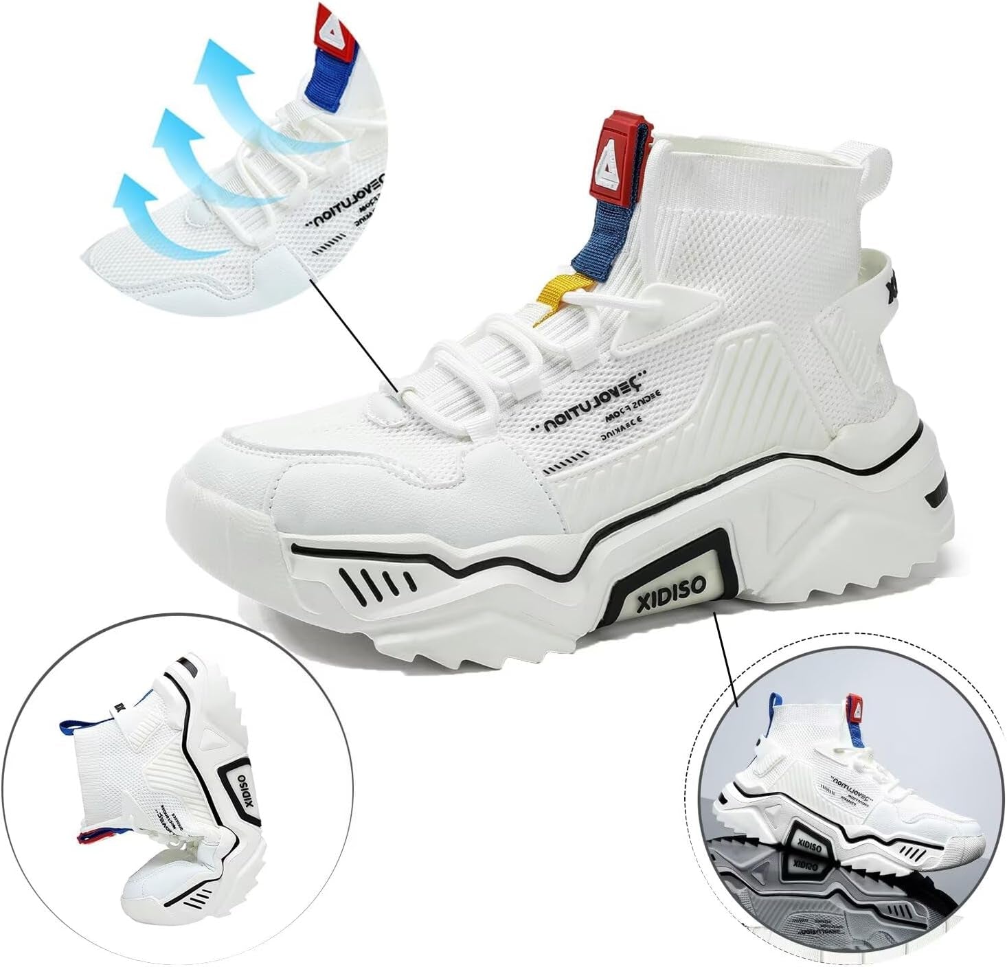 Fashion Shoes for Mens High Top Casual Walking Shoes Non Slip Breathable Mesh Lightweight Sneakers