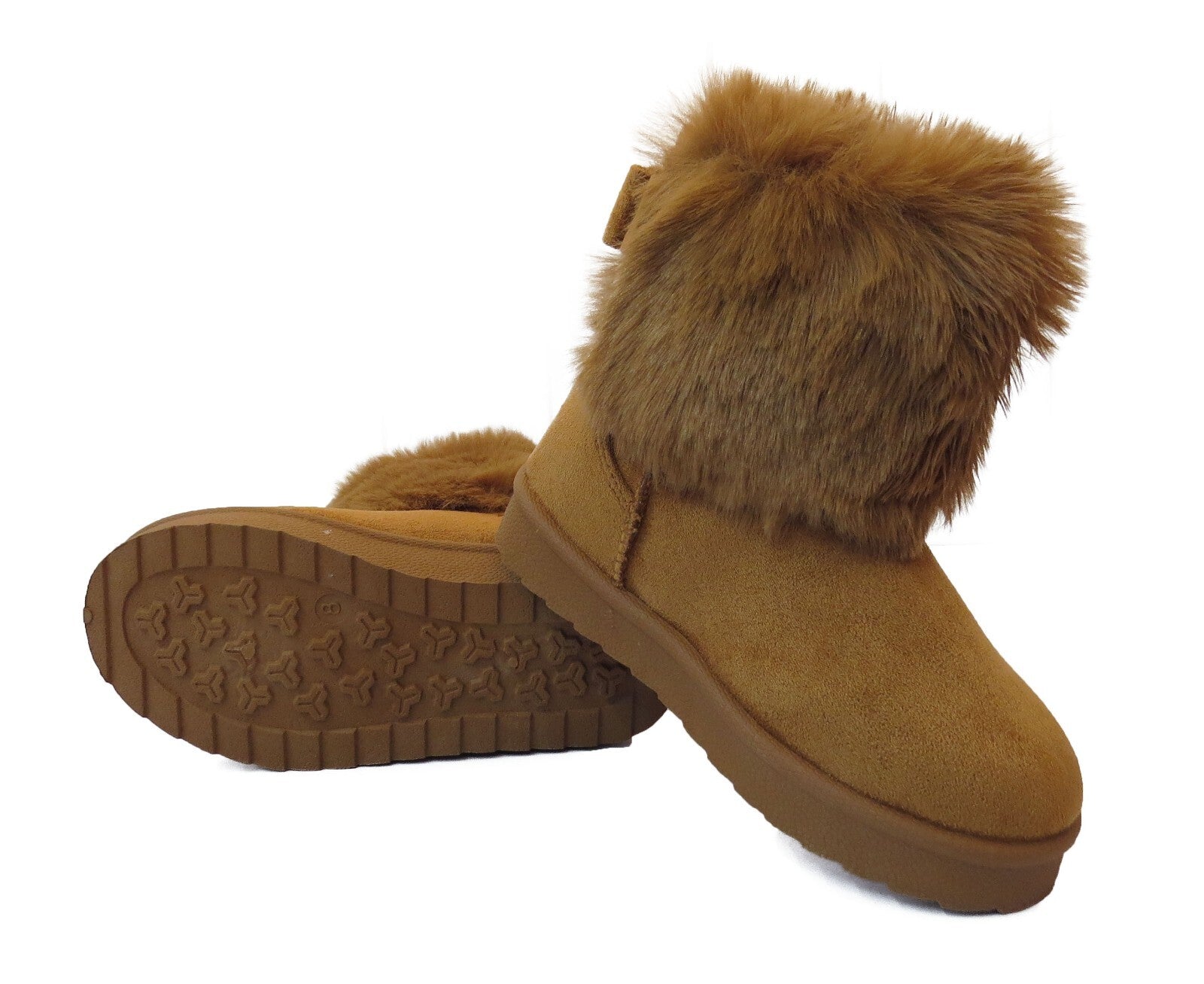 GIRLS WINTER FUR LINED COLLAR WINTER COSY KIDS FASHION SHOES SNUG ANKLE BOOTS