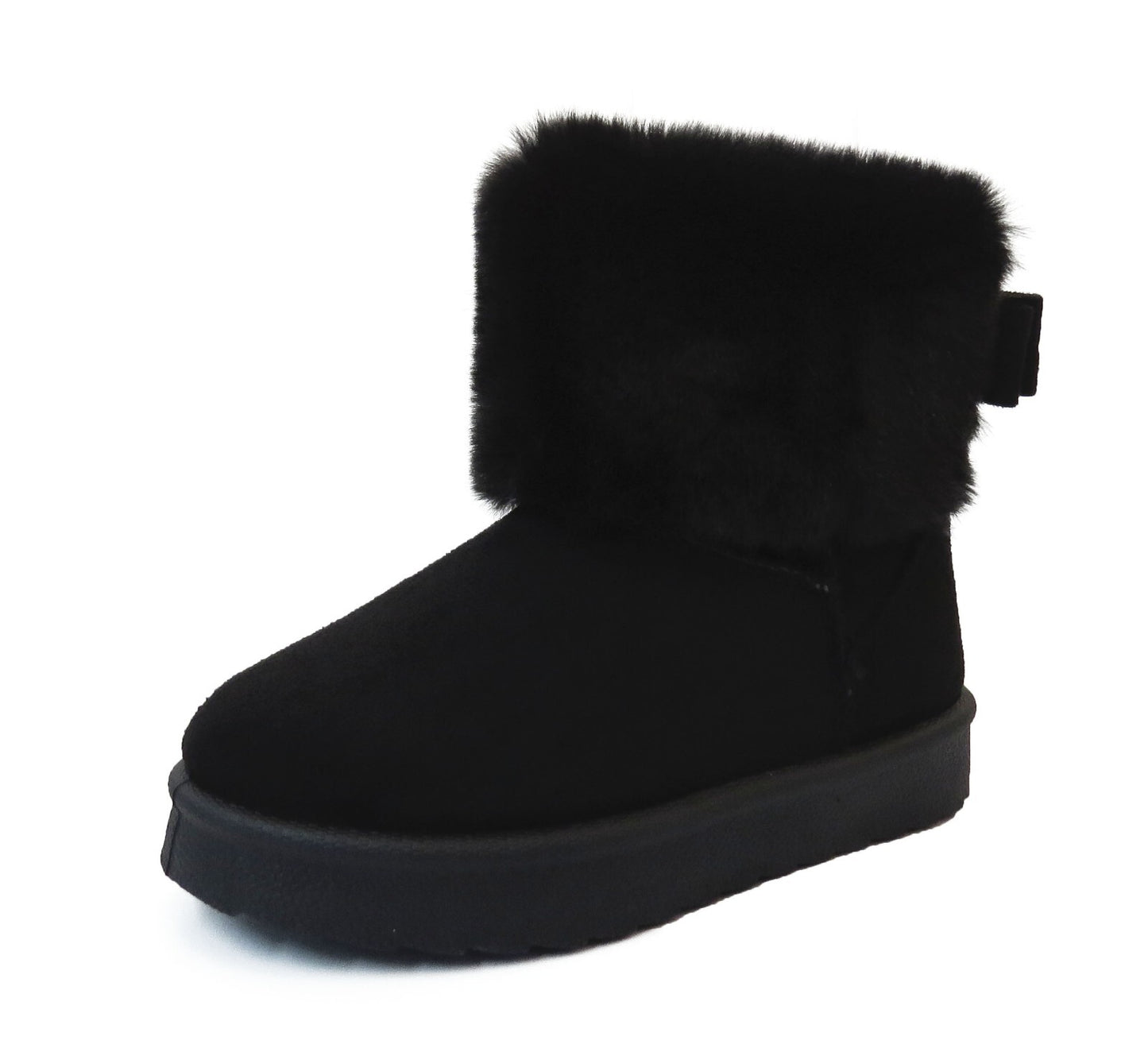 GIRLS WINTER FUR LINED COLLAR WINTER COSY KIDS FASHION SHOES SNUG ANKLE BOOTS