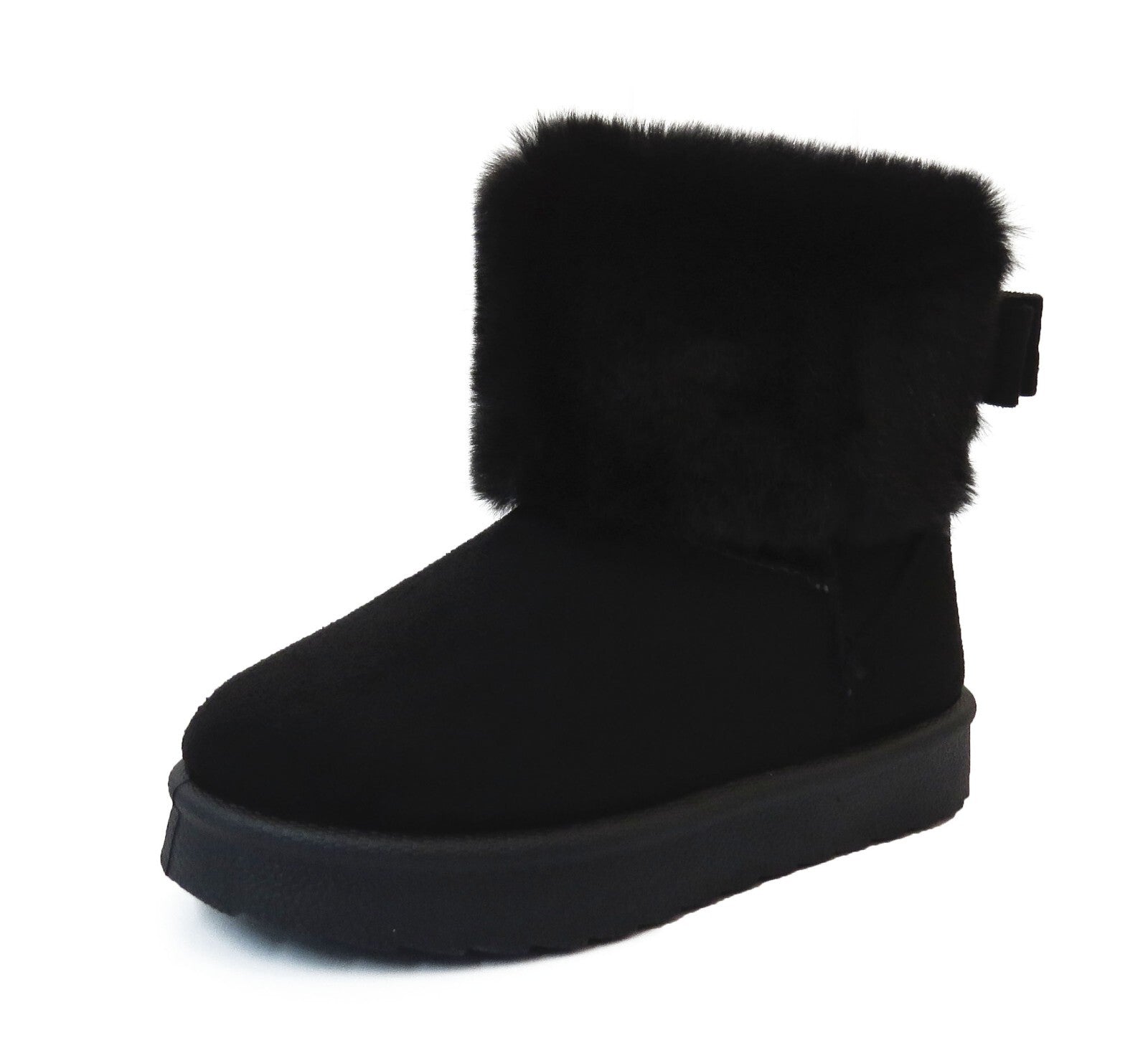 GIRLS WINTER FUR LINED COLLAR WINTER COSY KIDS FASHION SHOES SNUG ANKLE BOOTS
