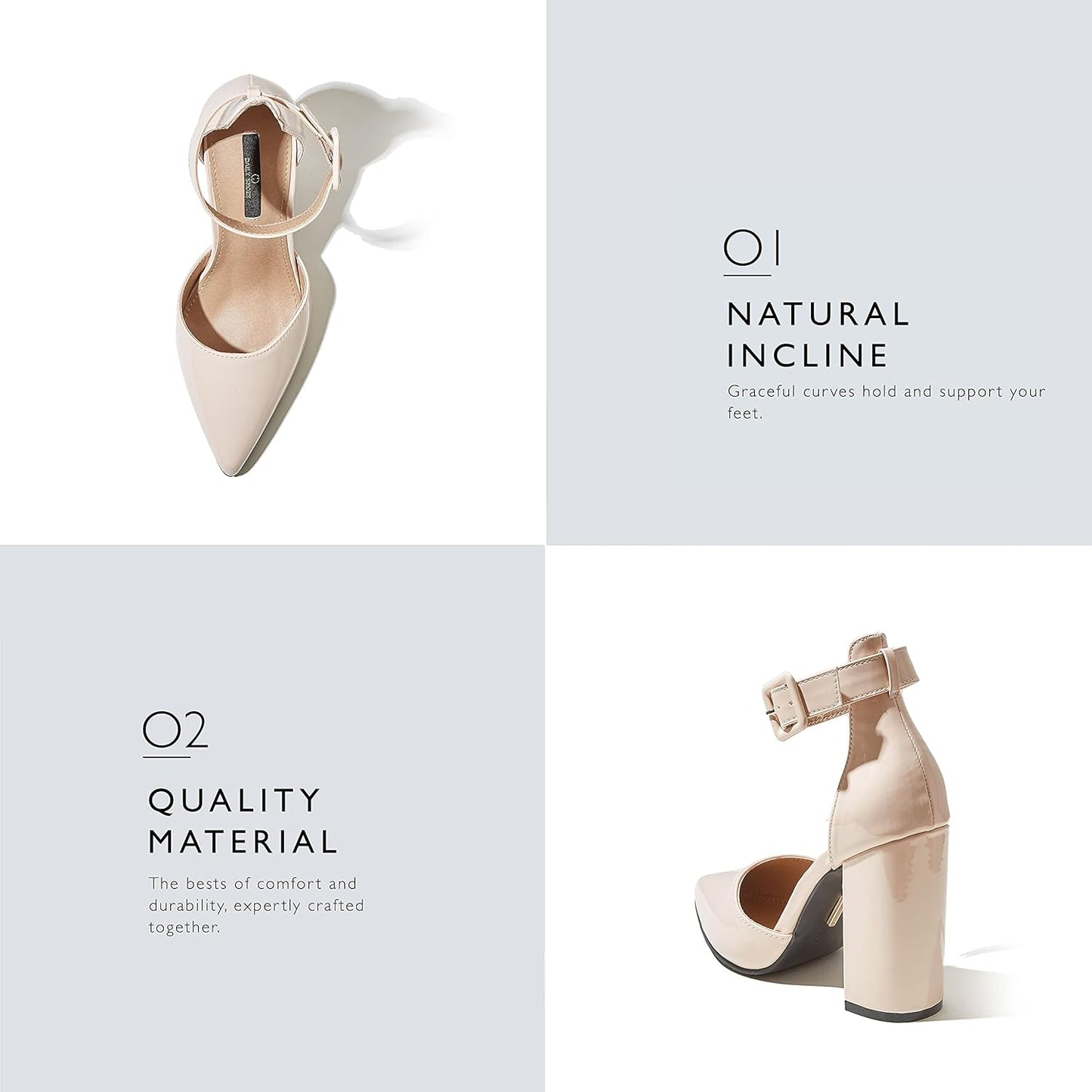 Square Heel Daily Sandals Women'S Chunk High Heels Buckles Ankle Strap Closed Point Toe D'Orsay Sandals Adjustable Lady Elegant Work Leisure Spring Women Strap Pointy Shoes Nude,P,T,10
