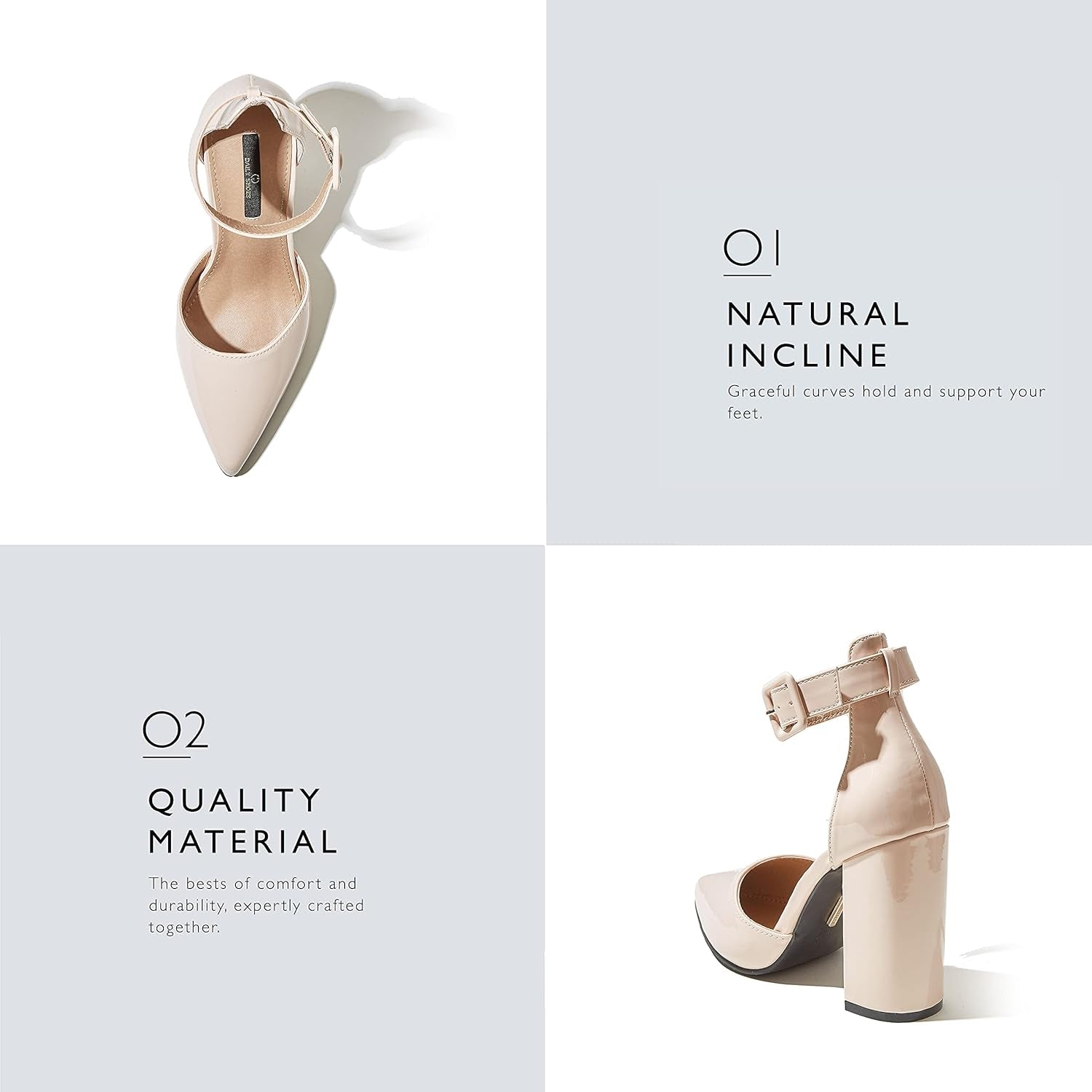 Square Heel Daily Sandals Women'S Chunk High Heels Buckles Ankle Strap Closed Point Toe D'Orsay Sandals Adjustable Lady Elegant Work Leisure Spring Women Strap Pointy Shoes Nude,P,T,10