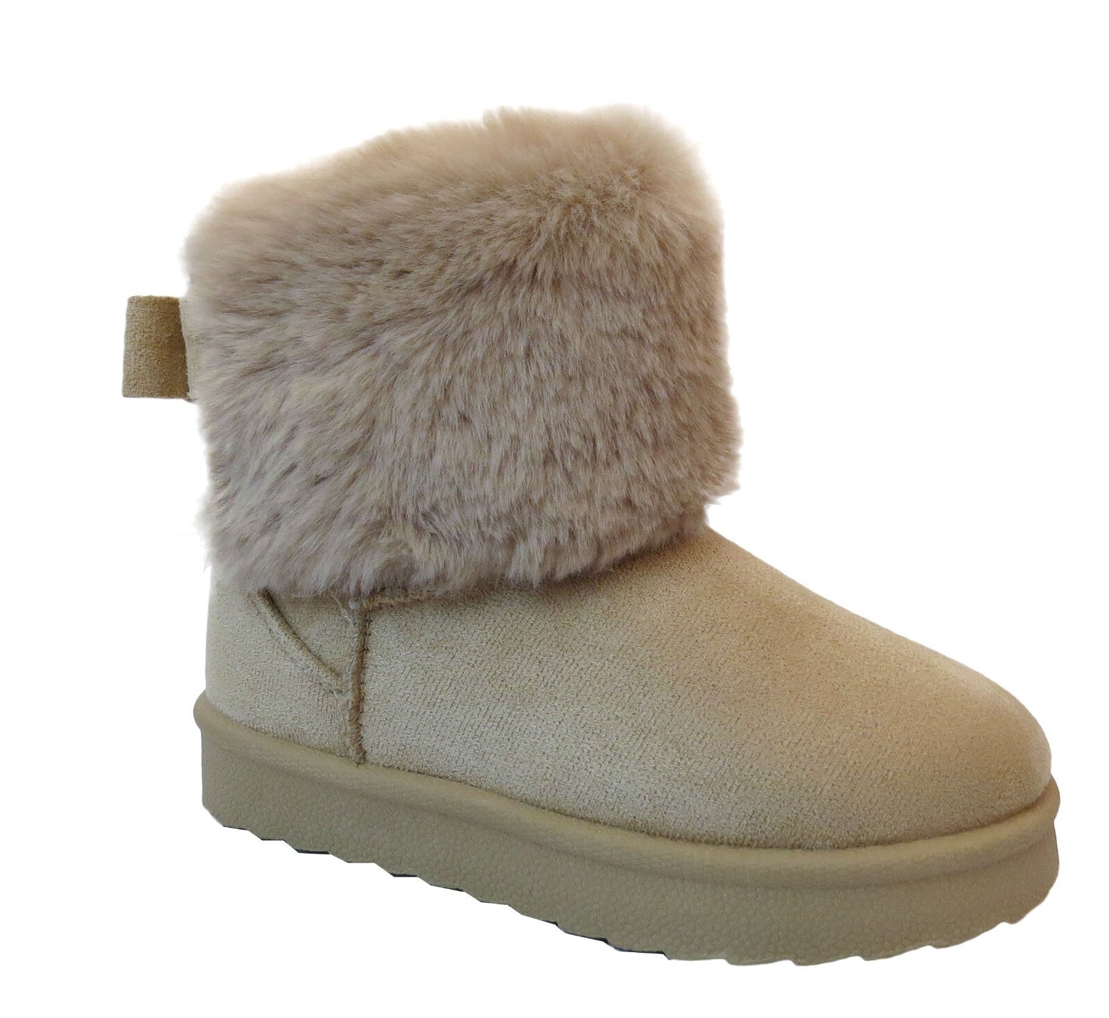 GIRLS WINTER FUR LINED COLLAR WINTER COSY KIDS FASHION SHOES SNUG ANKLE BOOTS