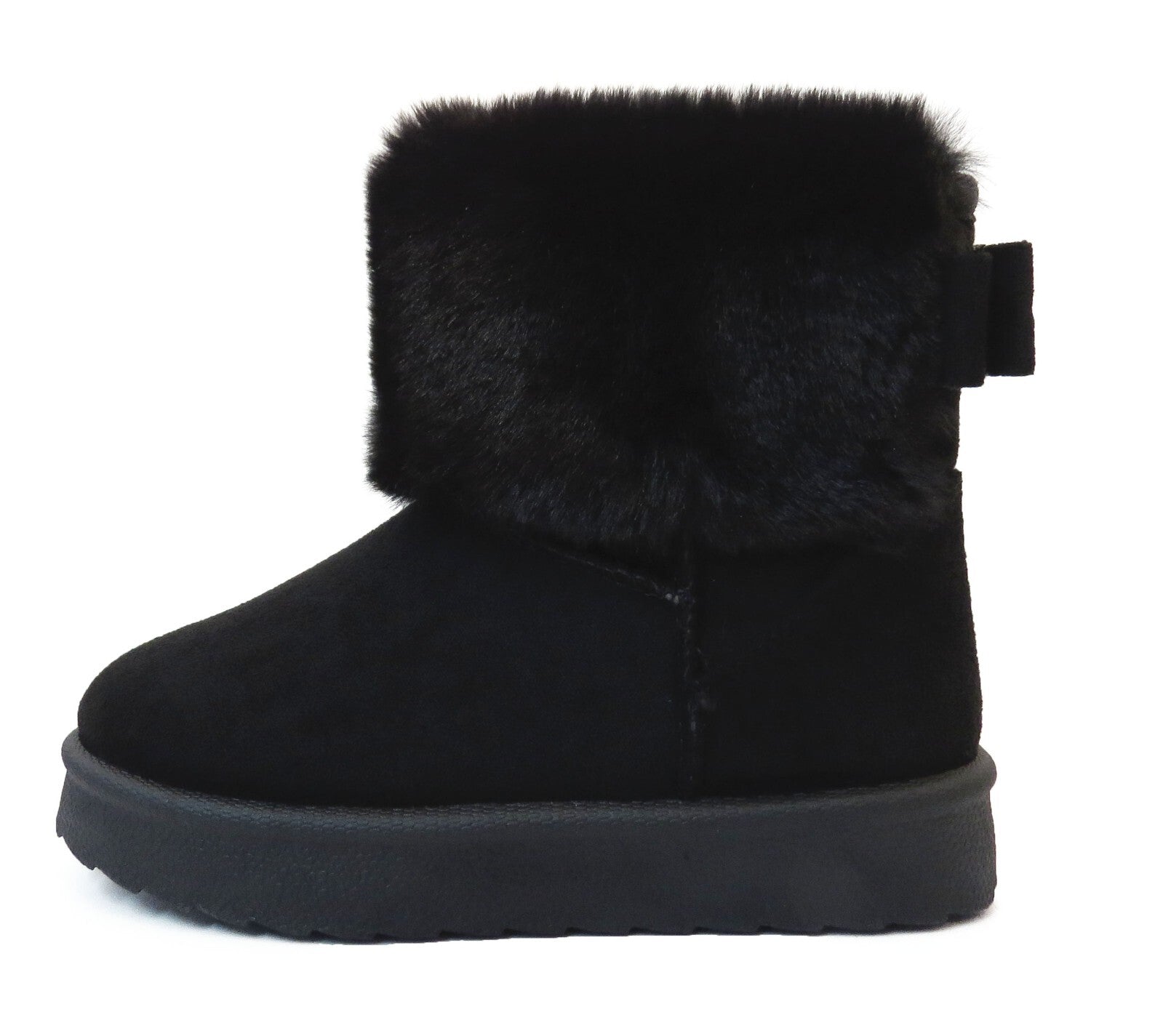 GIRLS WINTER FUR LINED COLLAR WINTER COSY KIDS FASHION SHOES SNUG ANKLE BOOTS
