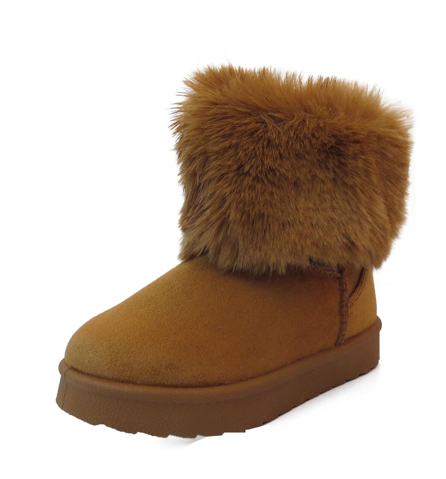 GIRLS WINTER FUR LINED COLLAR WINTER COSY KIDS FASHION SHOES SNUG ANKLE BOOTS