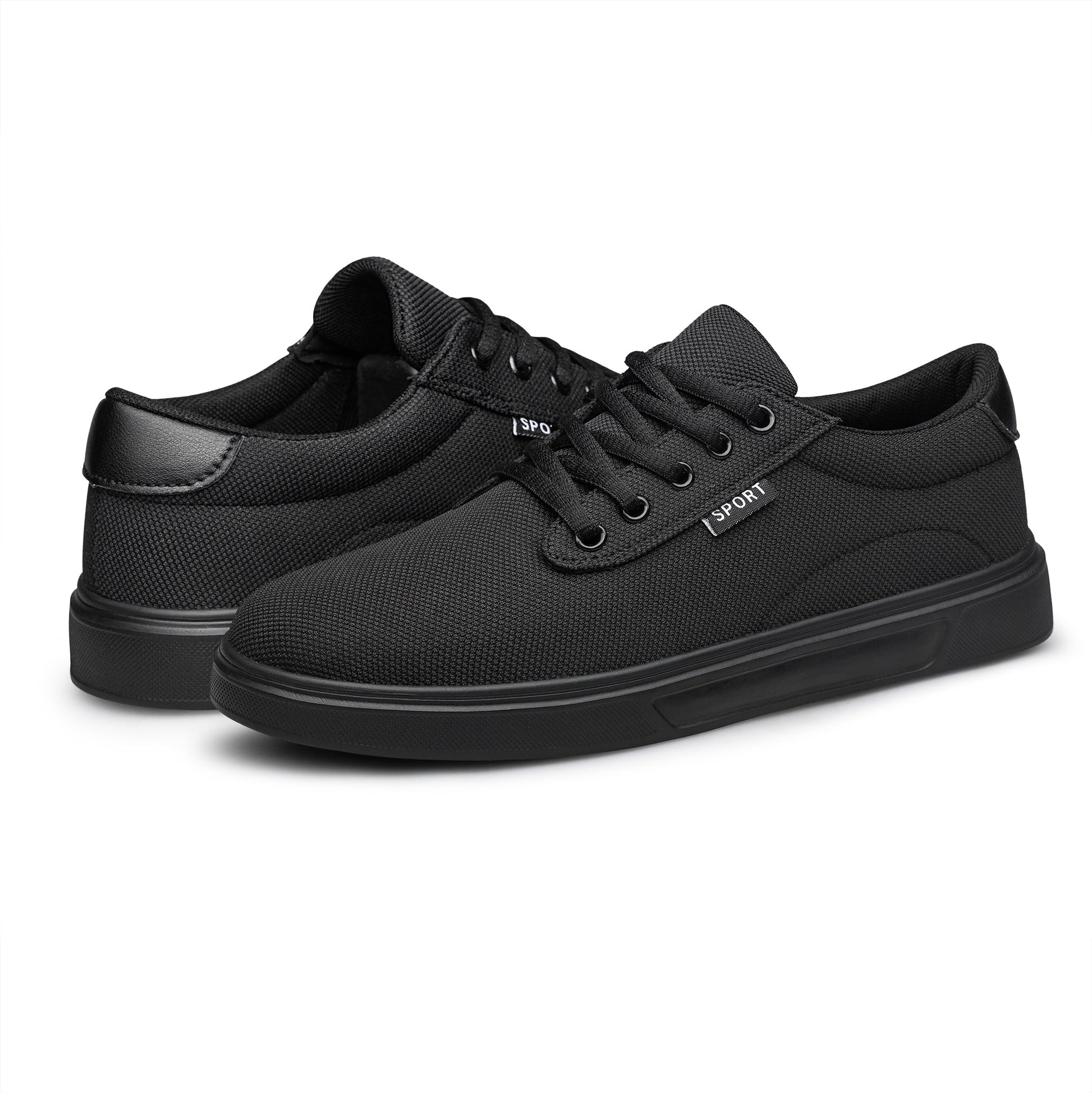 Men'S Dress Shoes Fashion Casual Shoes Lace-Up Canvas Sneakers All Black 10.5