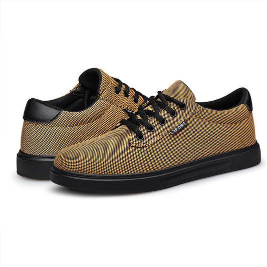 Men'S Dress Shoes Fashion Casual Shoes Lace-Up Canvas Sneakers Khaki 10.5