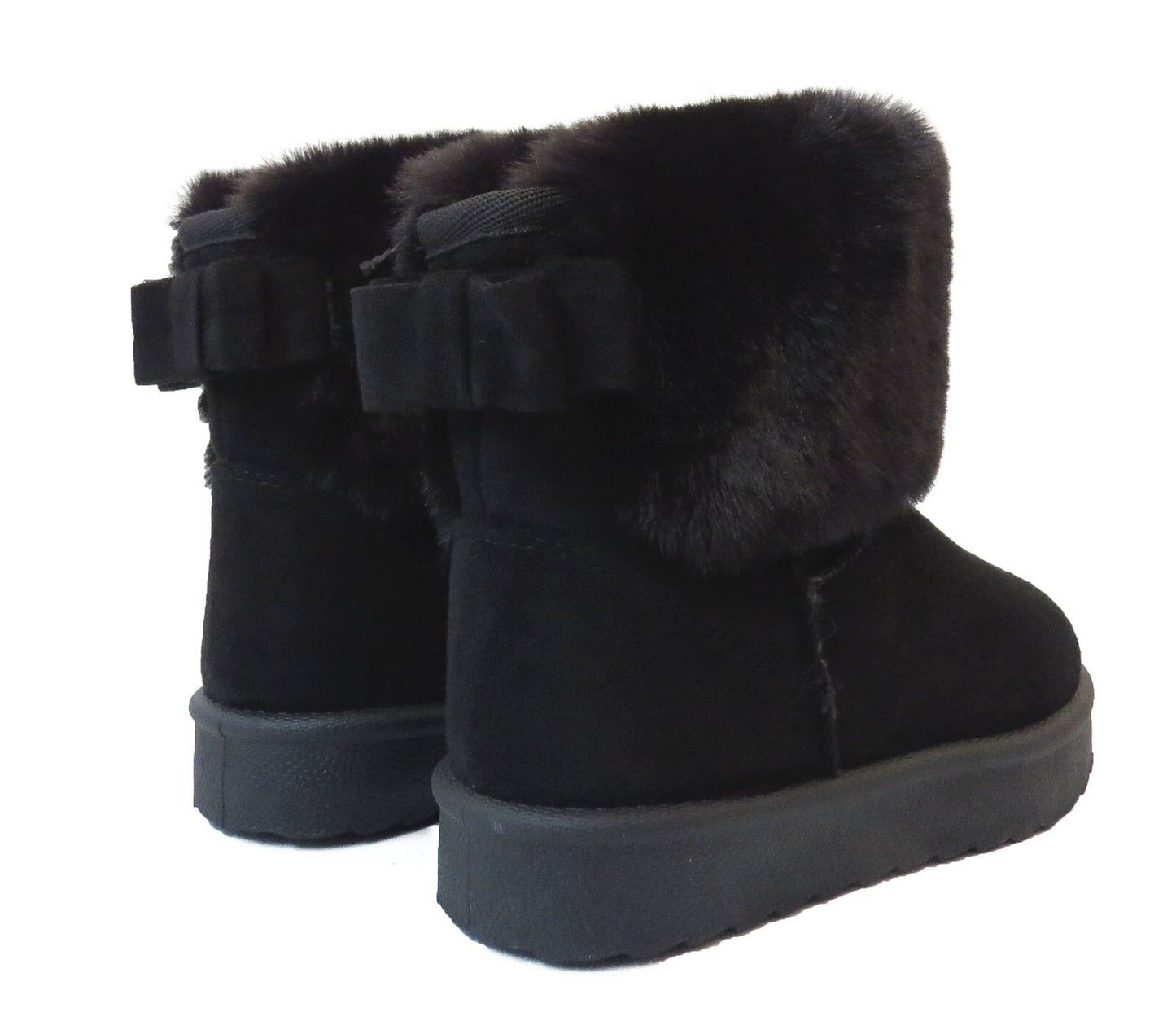 GIRLS WINTER FUR LINED COLLAR WINTER COSY KIDS FASHION SHOES SNUG ANKLE BOOTS