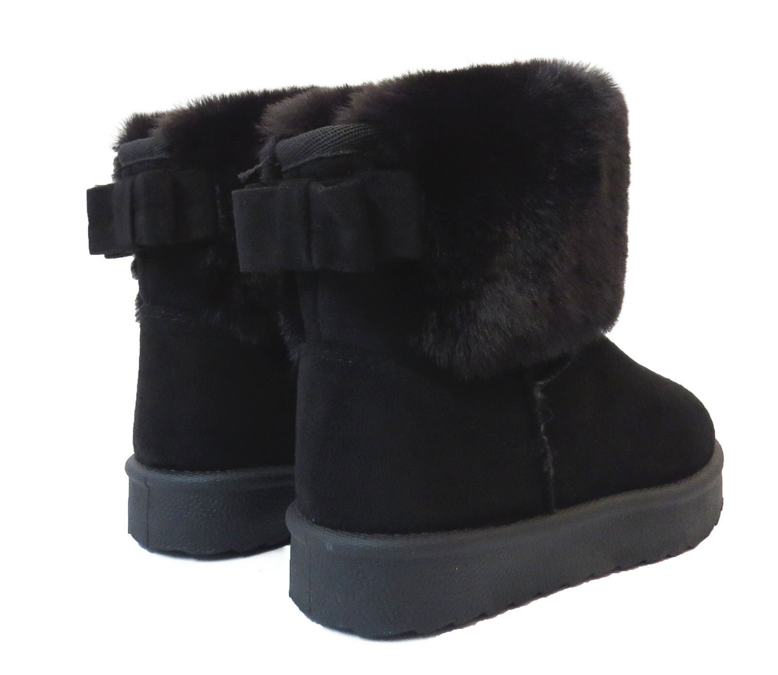 GIRLS WINTER FUR LINED COLLAR WINTER COSY KIDS FASHION SHOES SNUG ANKLE BOOTS