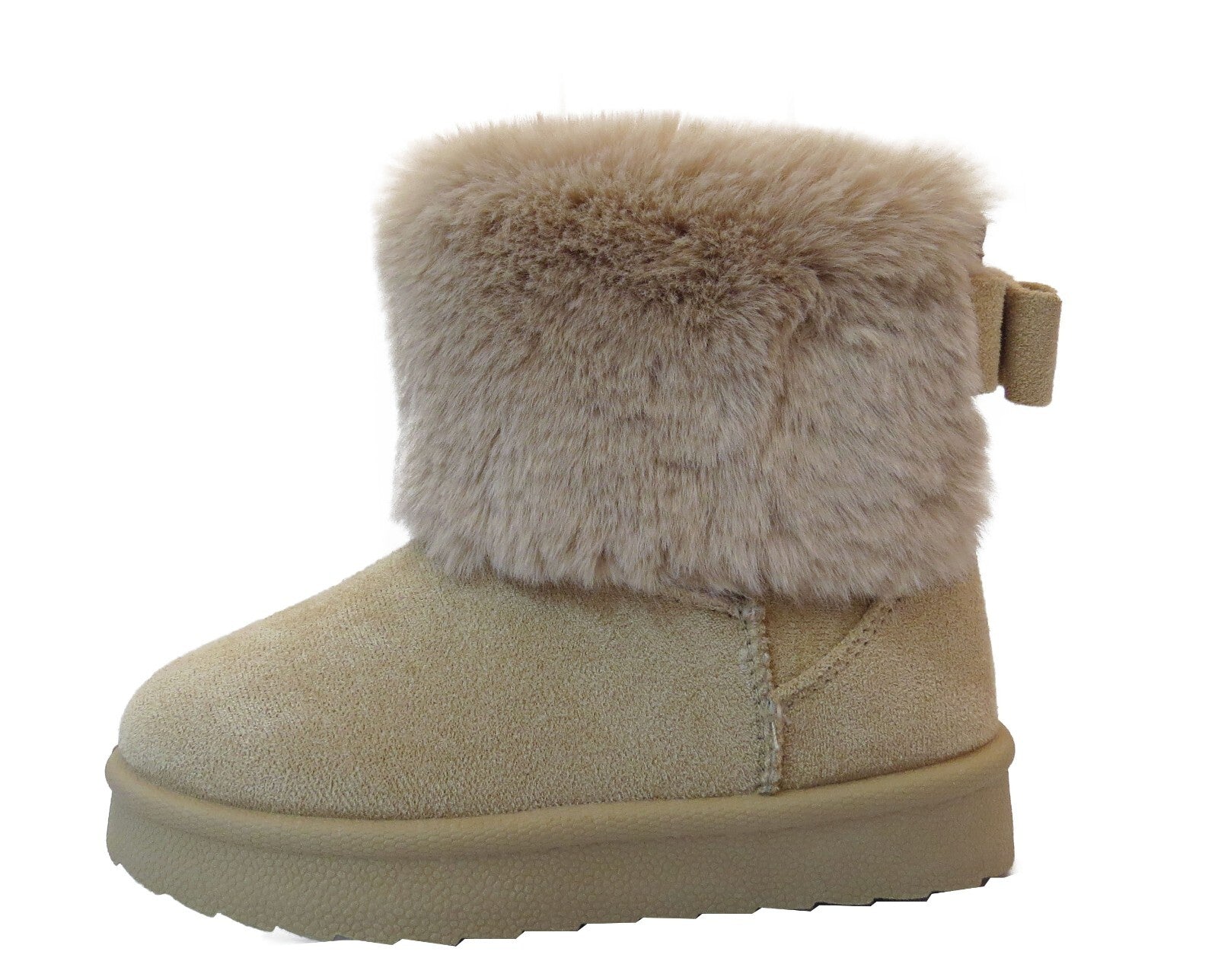 GIRLS WINTER FUR LINED COLLAR WINTER COSY KIDS FASHION SHOES SNUG ANKLE BOOTS