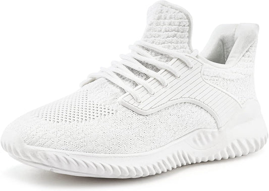 Women'S Walking Running Sneakers - Tennis Athletic Gym Shoes Ankle Support Lightweight Comfortable Workout White Size 8