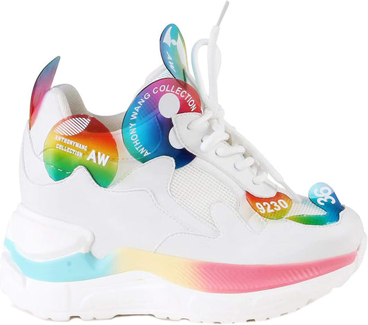 Rainbow Wonderland Platform Sneakers - Fashion Shoes