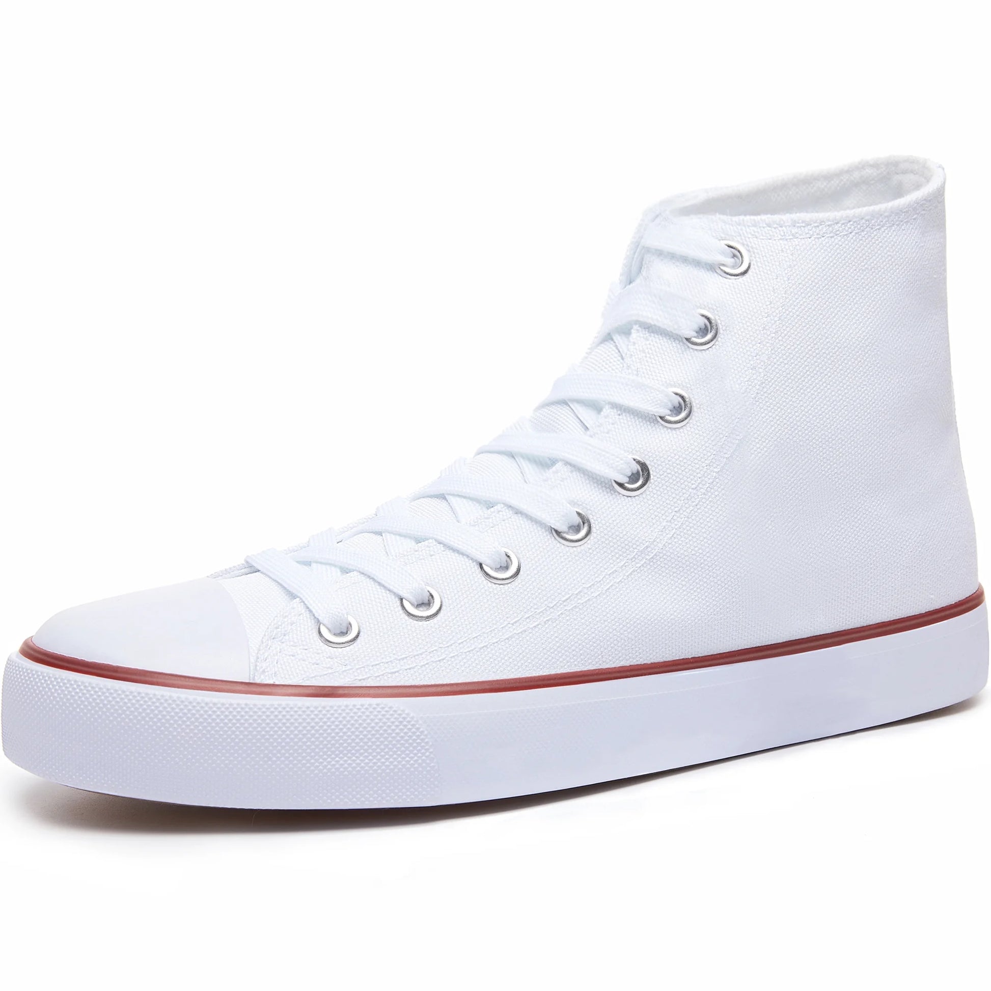 Men High Top Canvas Sneakers Classic Mid Calf Fashion Shoes Casual High-Top Tennis Shoes for Man（White US8）