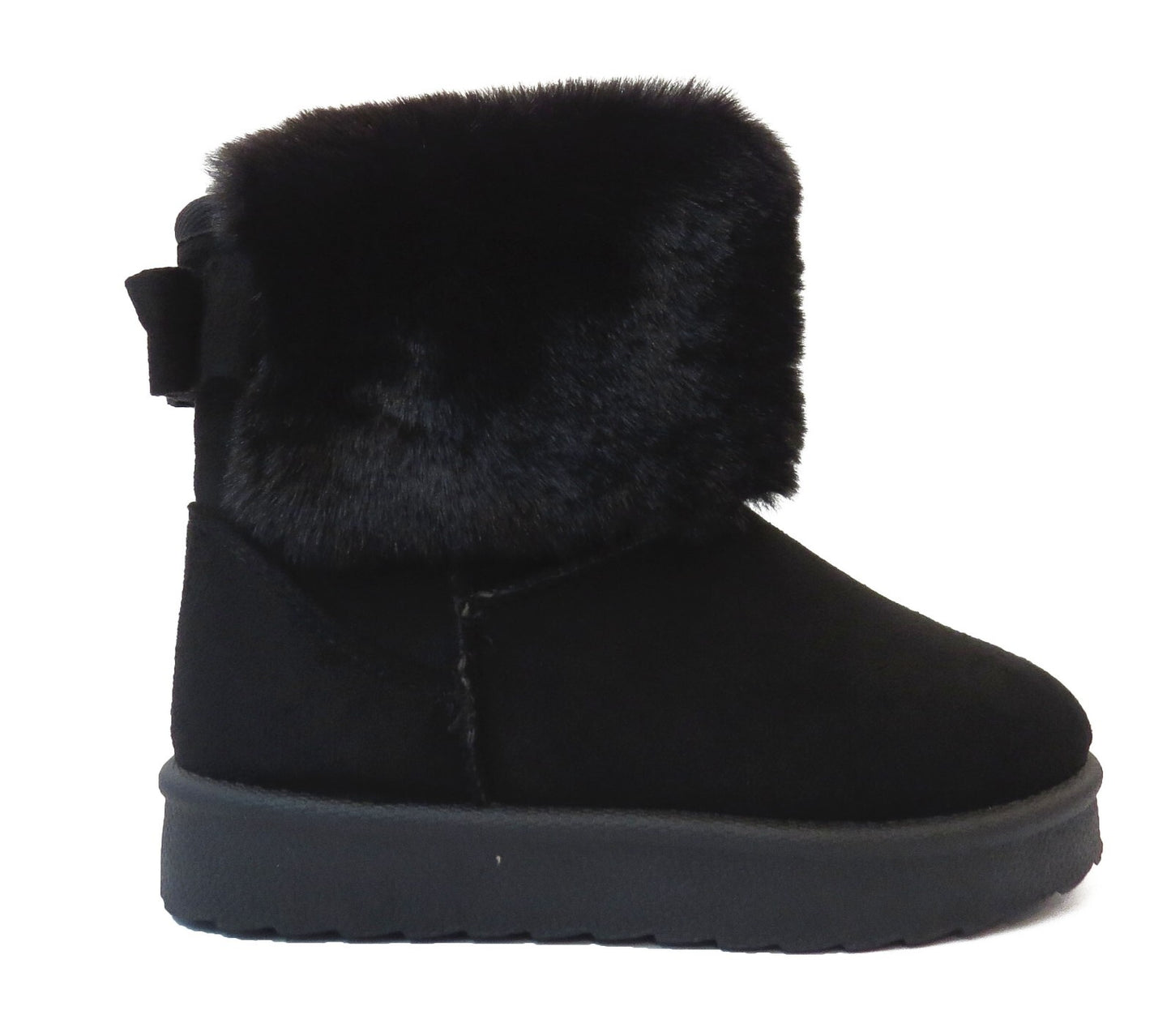 GIRLS WINTER FUR LINED COLLAR WINTER COSY KIDS FASHION SHOES SNUG ANKLE BOOTS