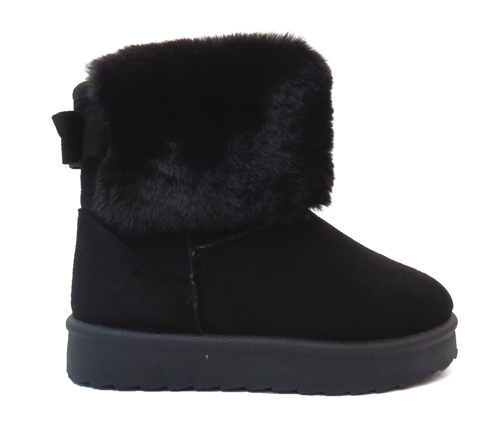 GIRLS WINTER FUR LINED COLLAR WINTER COSY KIDS FASHION SHOES SNUG ANKLE BOOTS