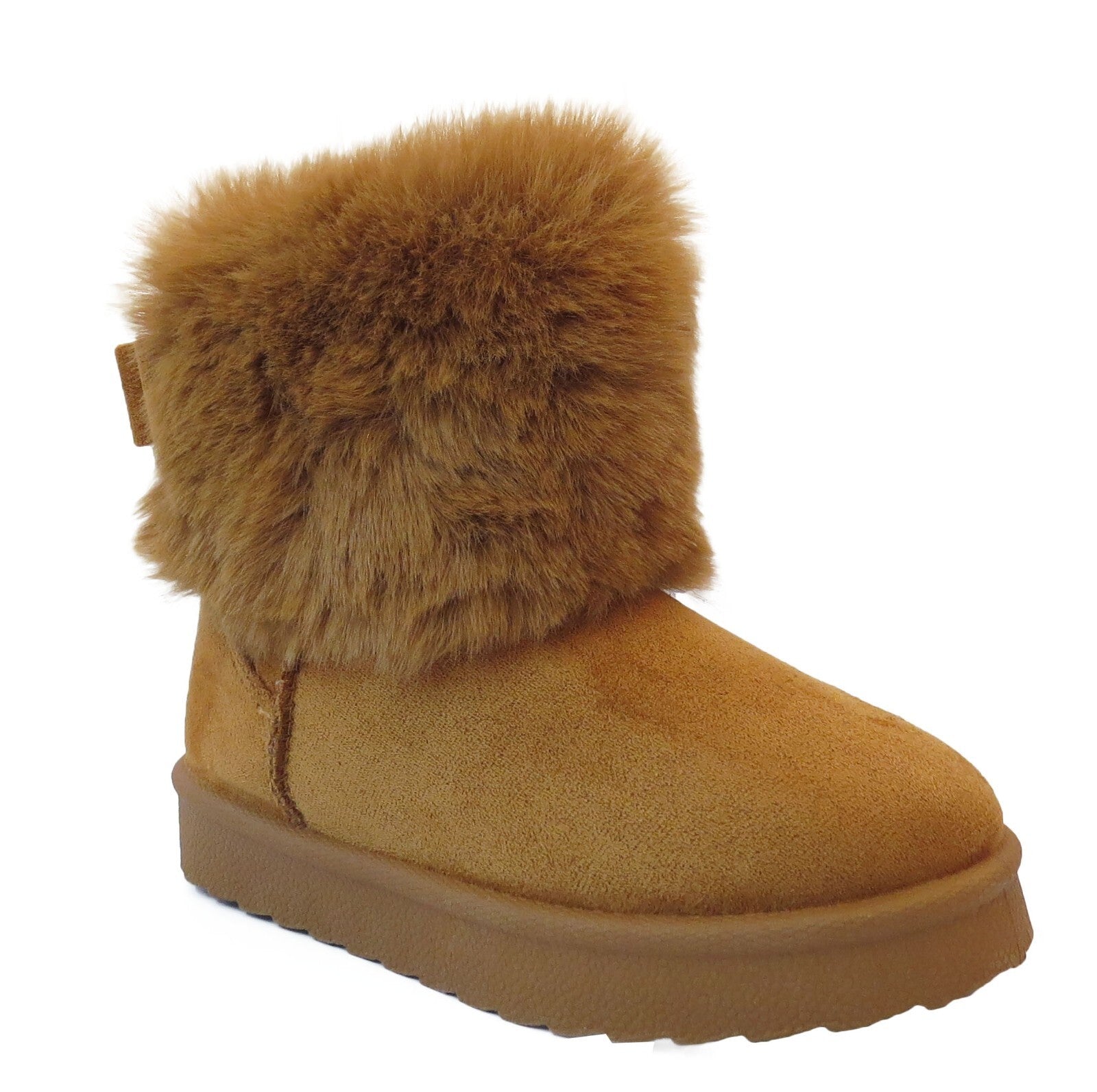 GIRLS WINTER FUR LINED COLLAR WINTER COSY KIDS FASHION SHOES SNUG ANKLE BOOTS