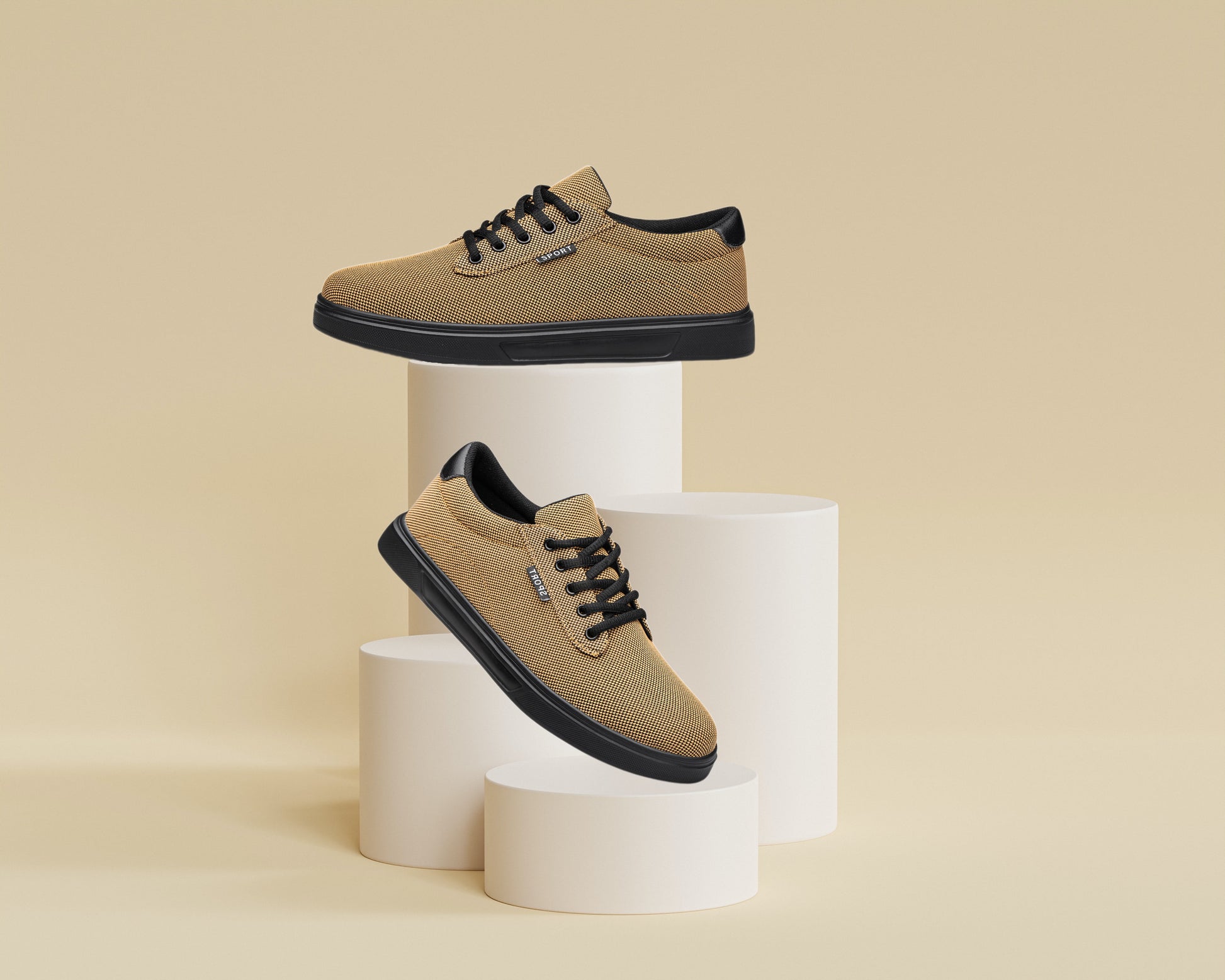 Men'S Dress Shoes Fashion Casual Shoes Lace-Up Canvas Sneakers Khaki 10.5
