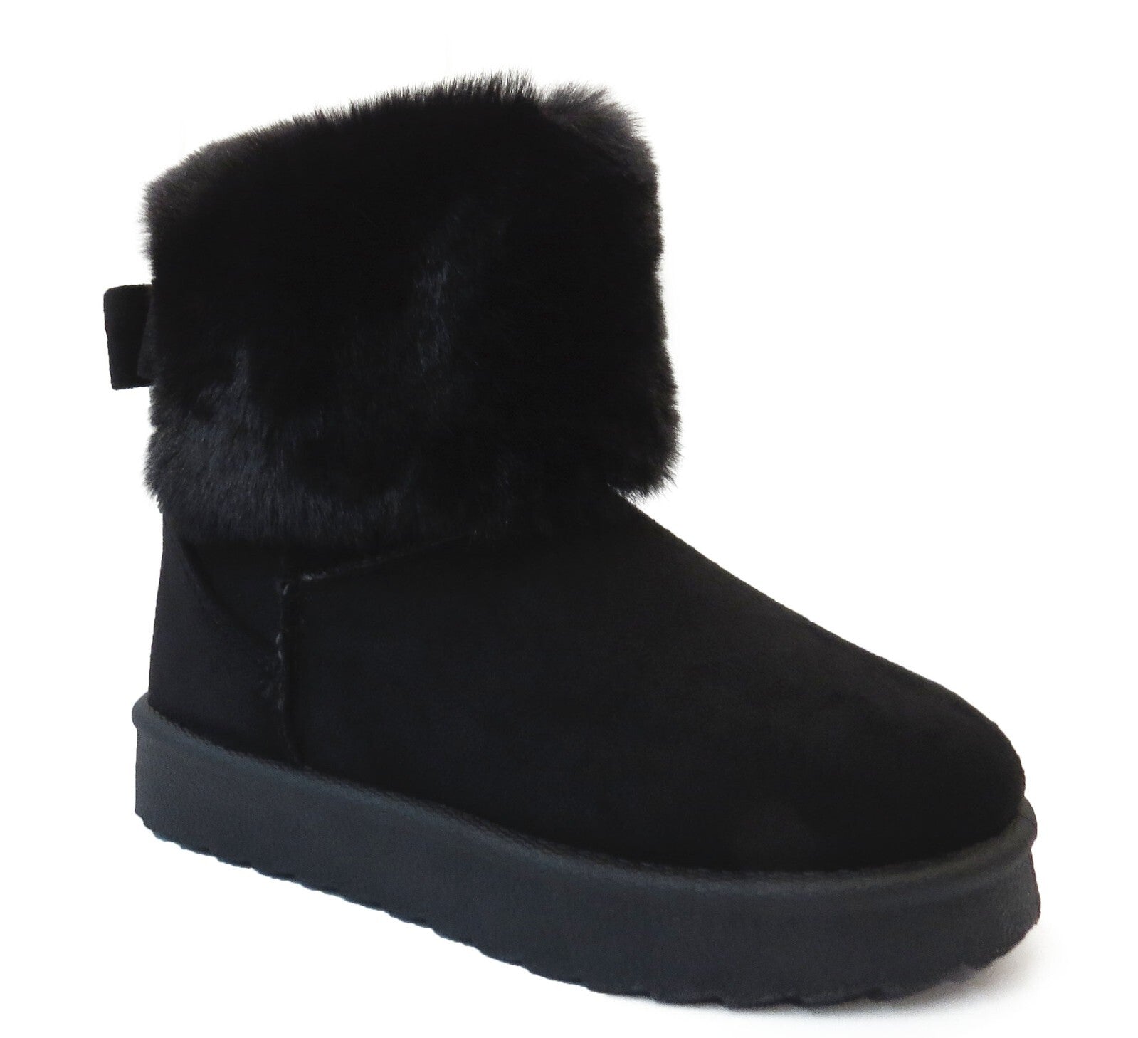 GIRLS WINTER FUR LINED COLLAR WINTER COSY KIDS FASHION SHOES SNUG ANKLE BOOTS