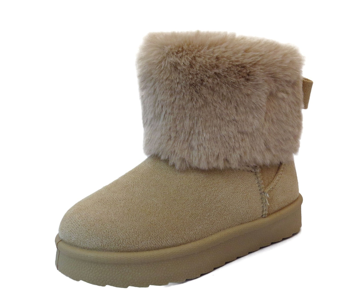 GIRLS WINTER FUR LINED COLLAR WINTER COSY KIDS FASHION SHOES SNUG ANKLE BOOTS
