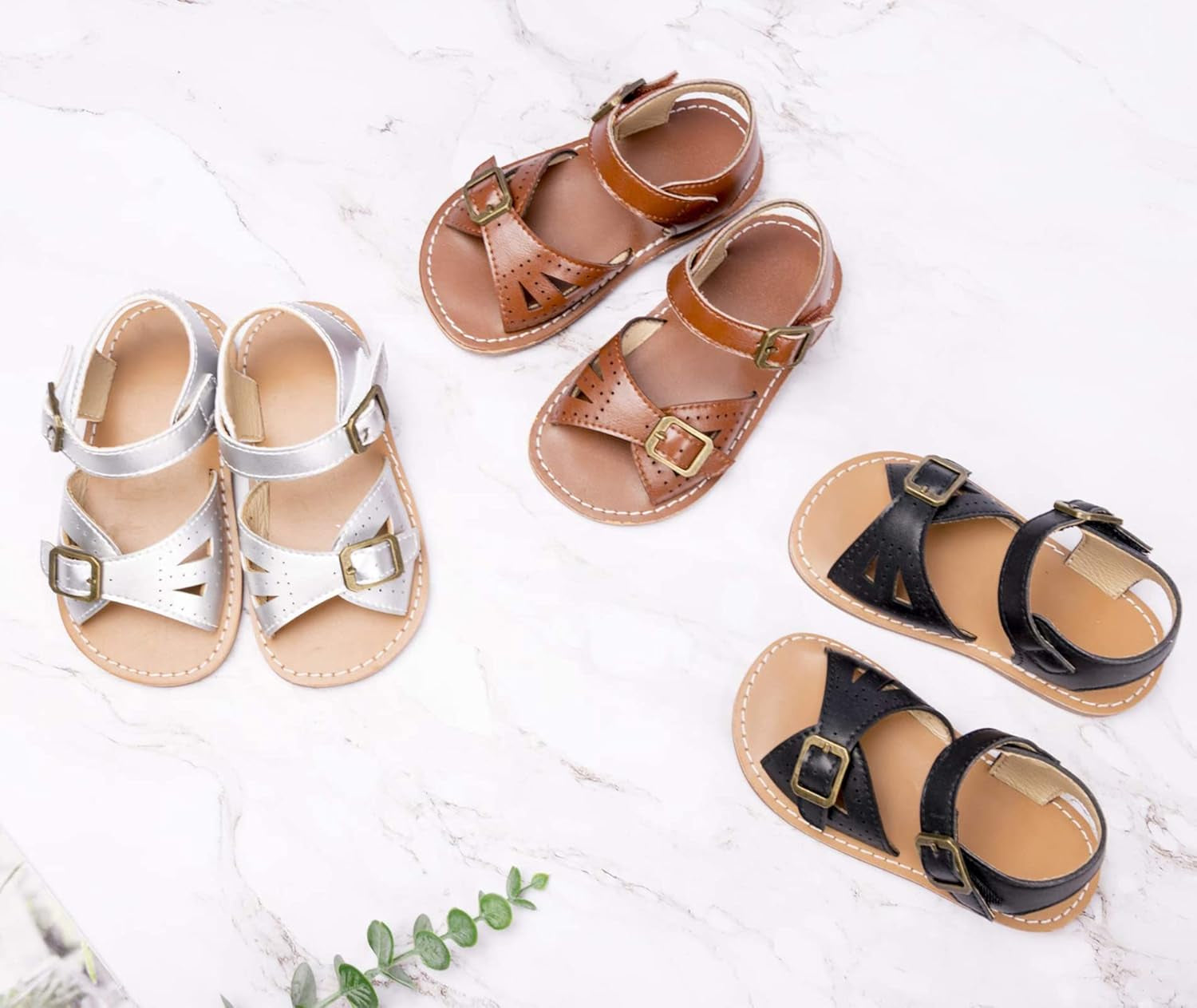 Girls Sandal Dress Shoe for Toddler/Little Kid Party School Shoe (22-Brown,12M)