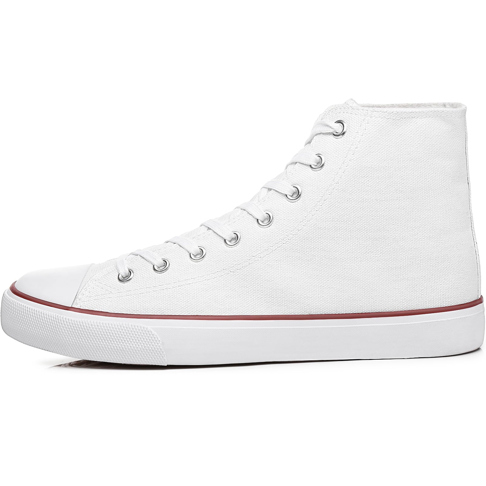 Men High Top Canvas Sneakers Classic Mid Calf Fashion Shoes Casual High-Top Tennis Shoes for Man（White US8）