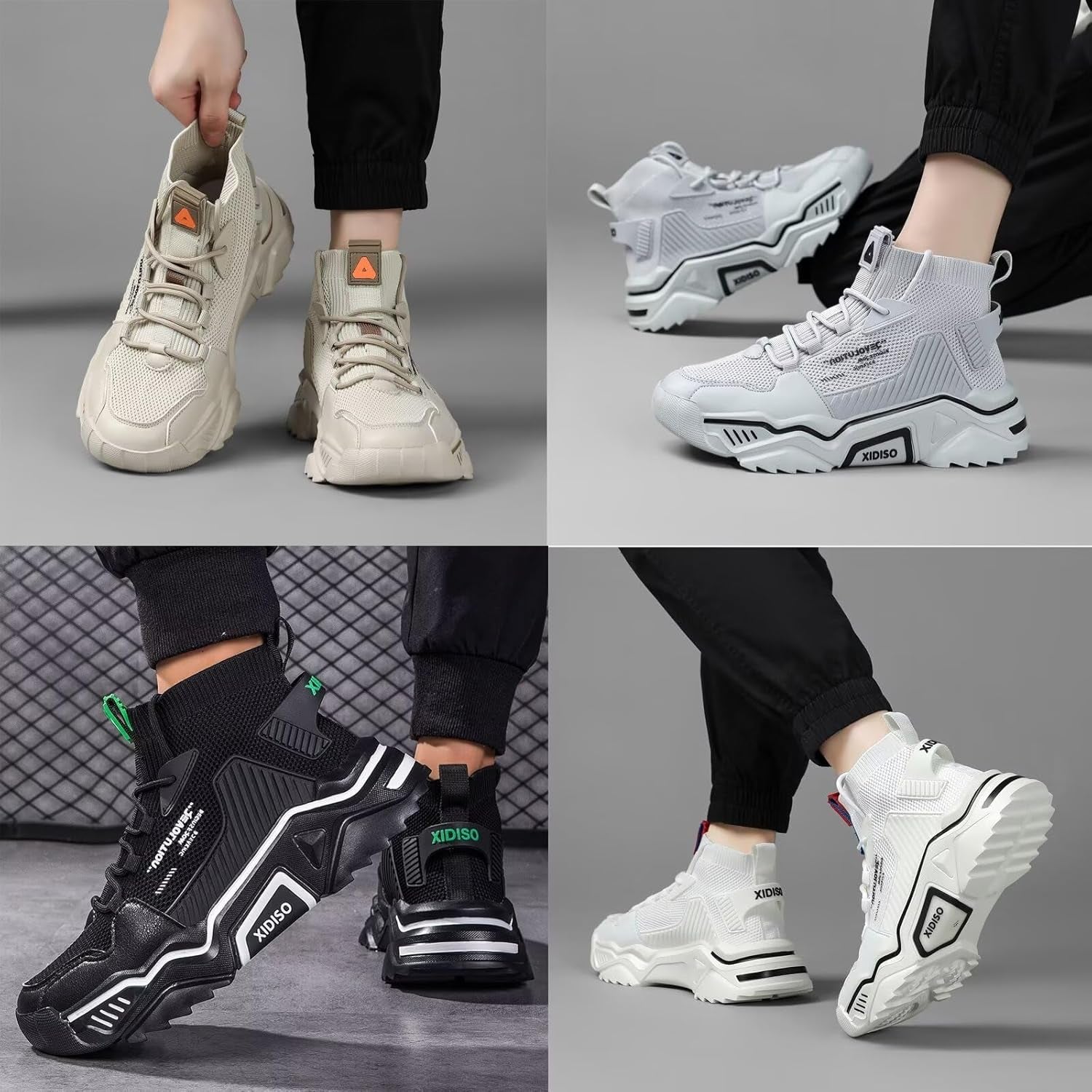 Fashion Shoes for Mens High Top Casual Walking Shoes Non Slip Breathable Mesh Lightweight Sneakers
